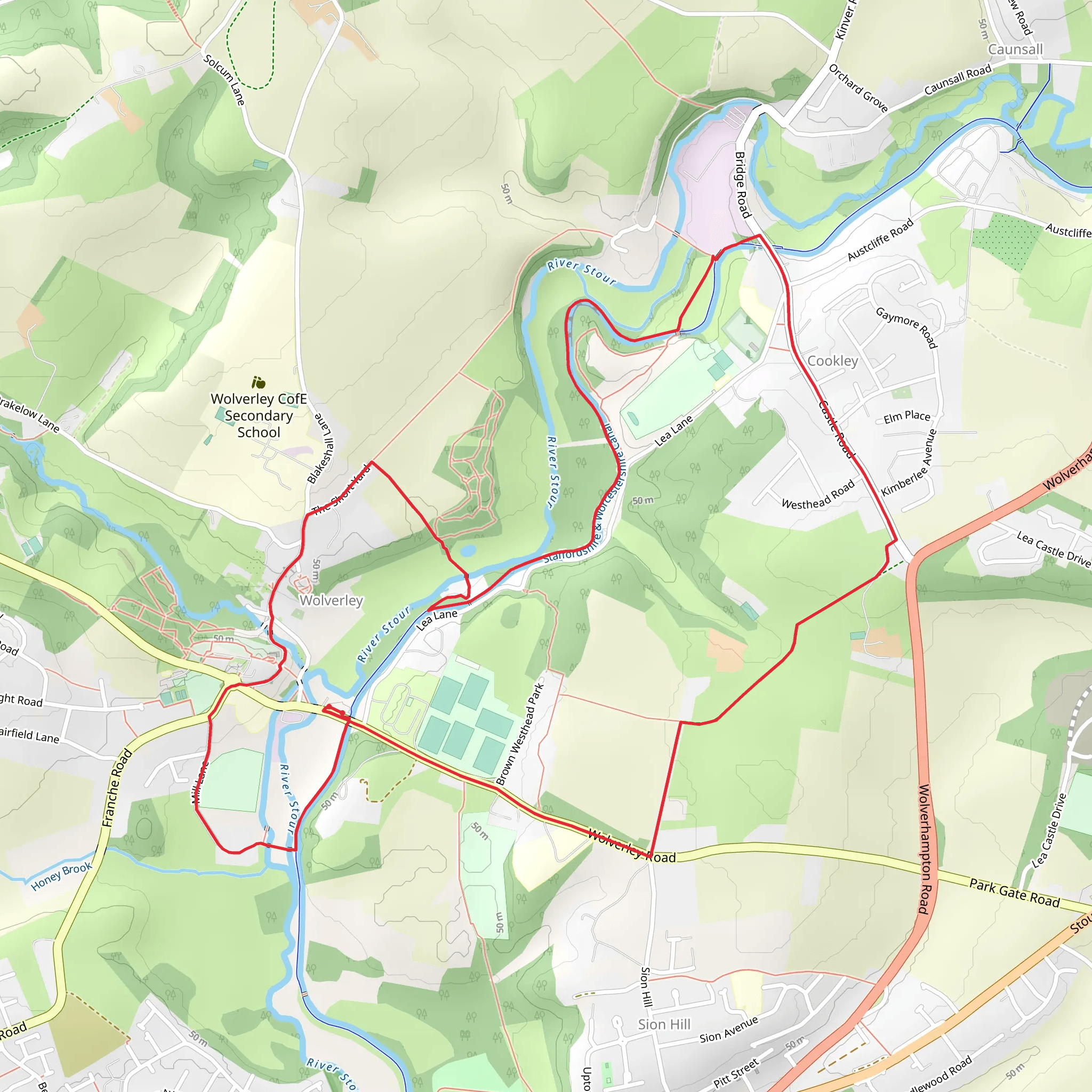 Wolverley Loop mobile static map