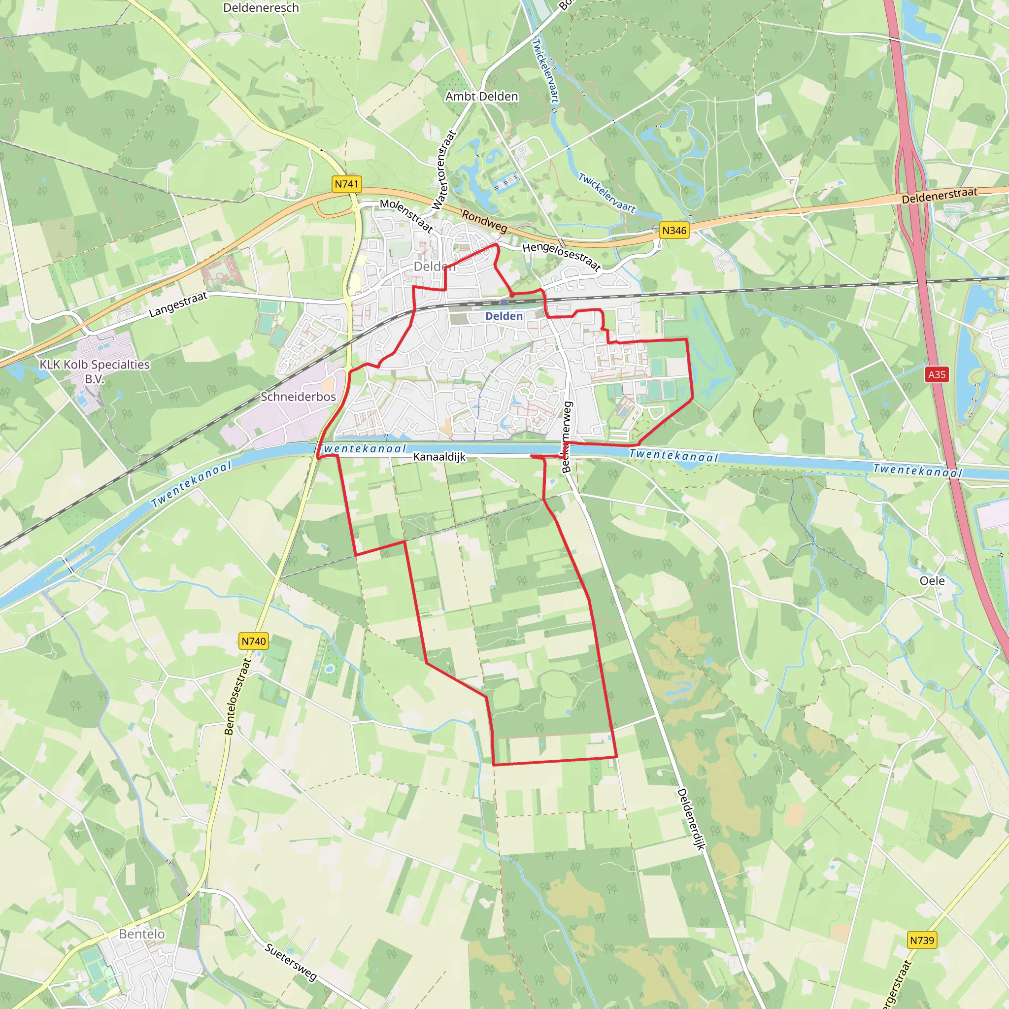 Twente Kanaal via Overijssels Havezatenpad and Delden Blauwe Route mobile static map