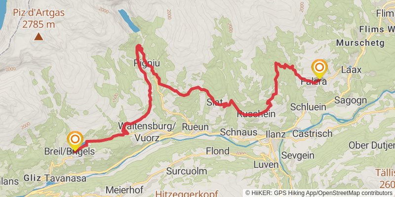 Camino Müstair-Geneva via Interlaken stage 13 Map
