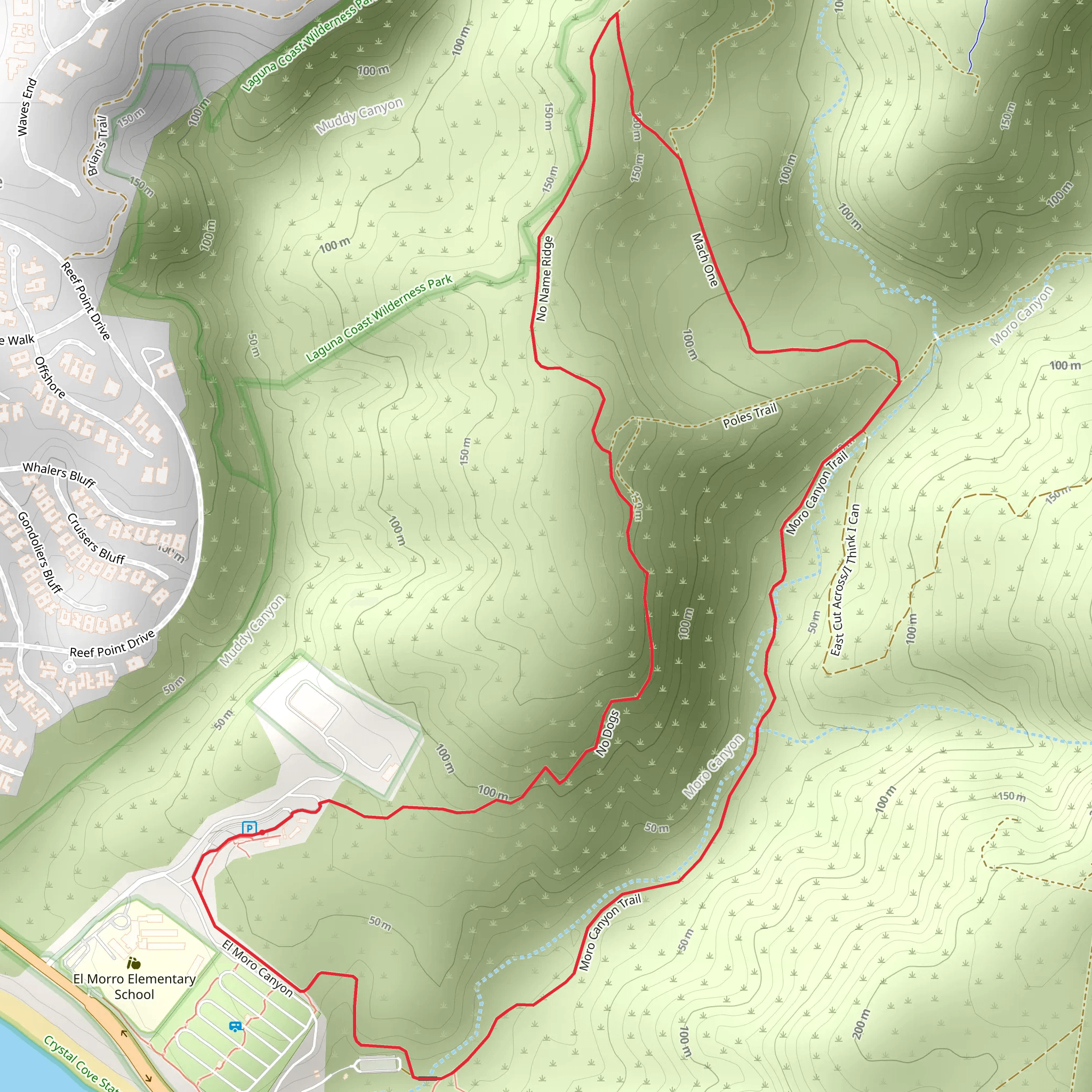 No Name Ridge, Mach One and Moro Canyon Loop Trail mobile static map