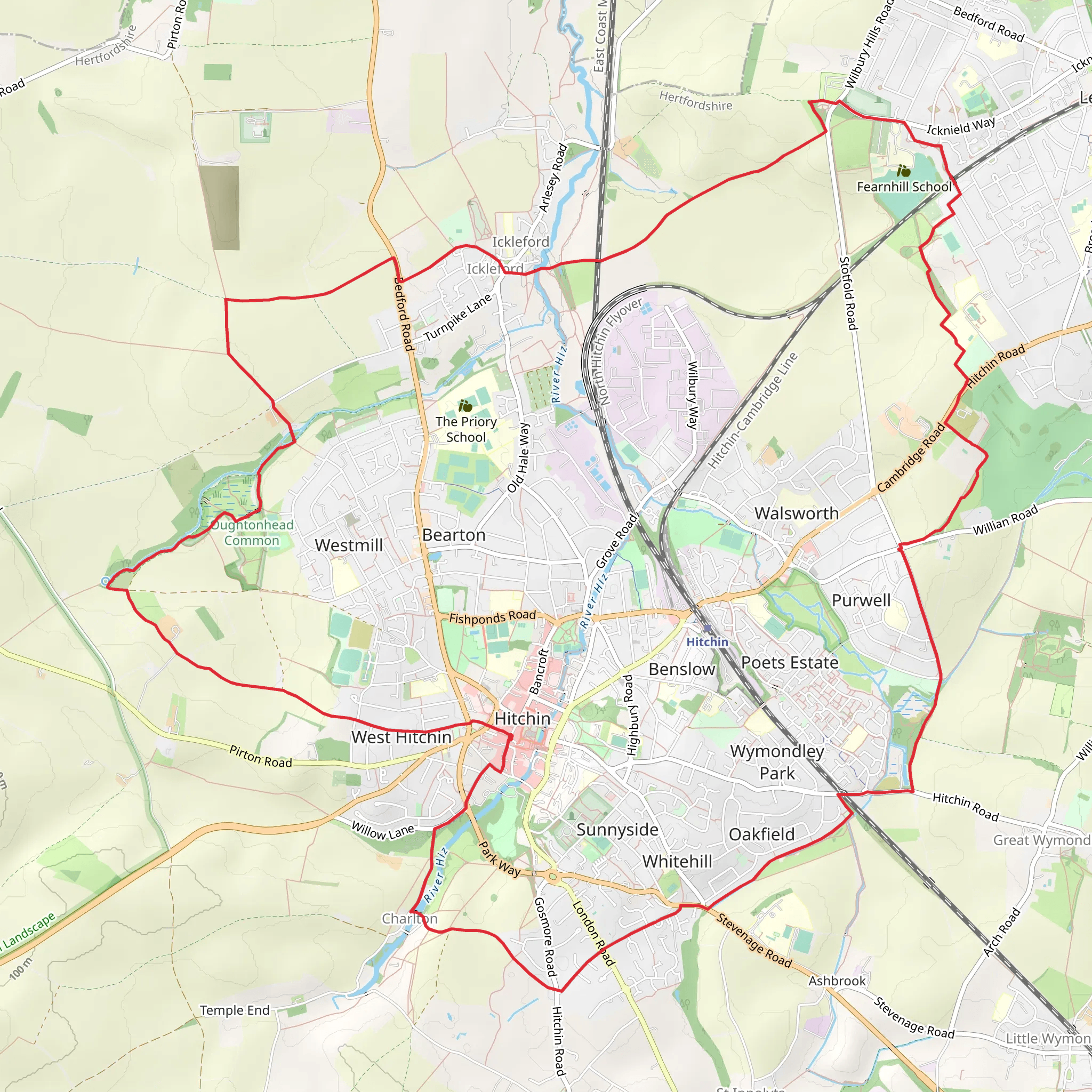 Hoop Hitchin Outer Orbital Path mobile static map
