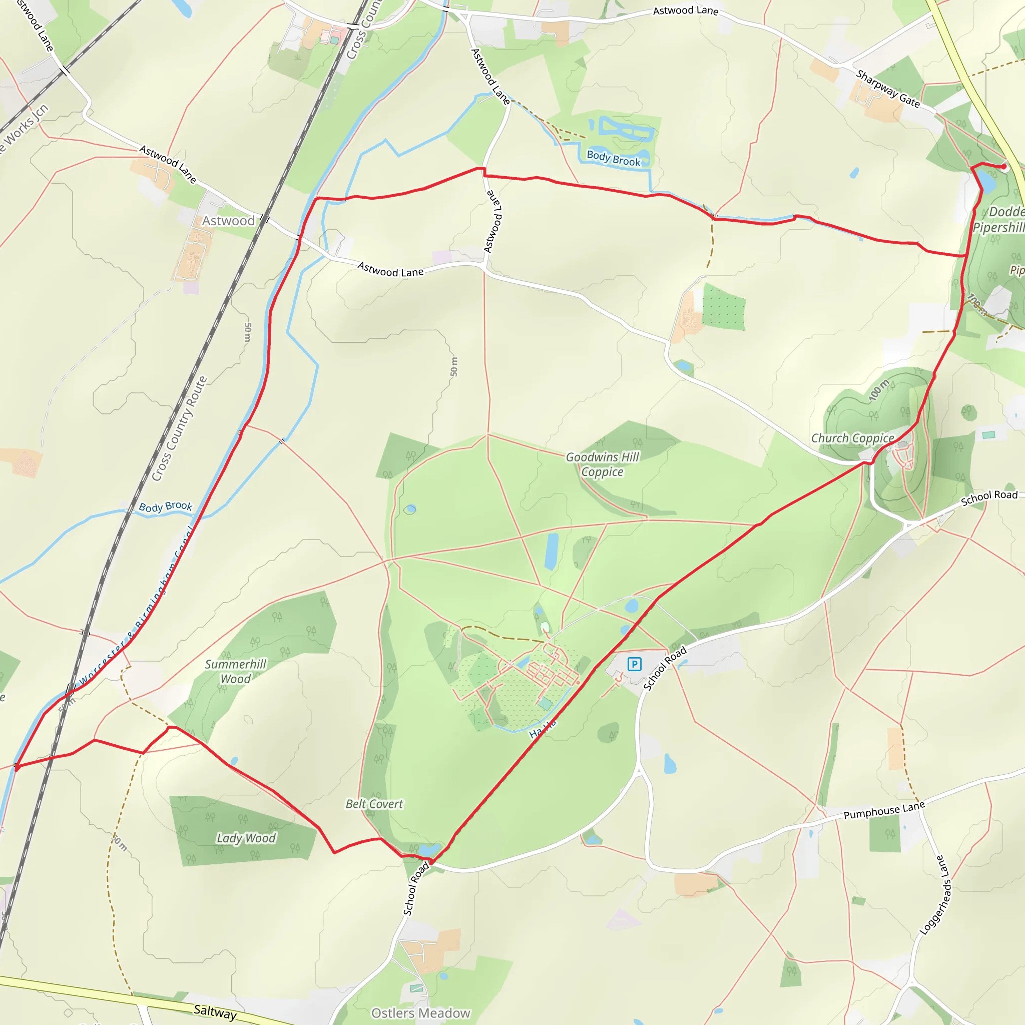 Hanbury Park from Piper's Hill near Bromsgrove mobile static map