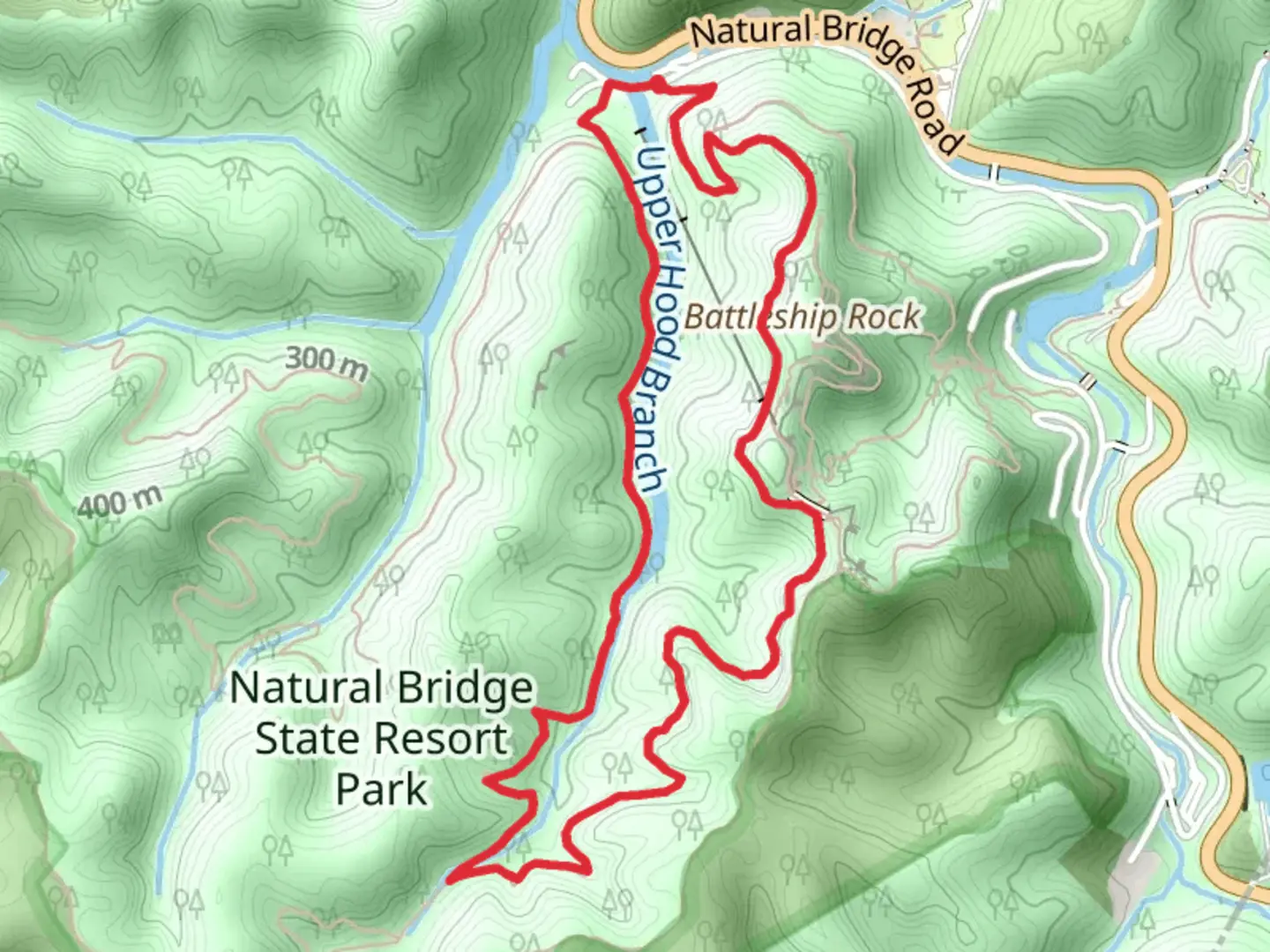 An image depicting the trail Rock Garden Trail and Hood's Branch Trail Loop and its surrounding area.