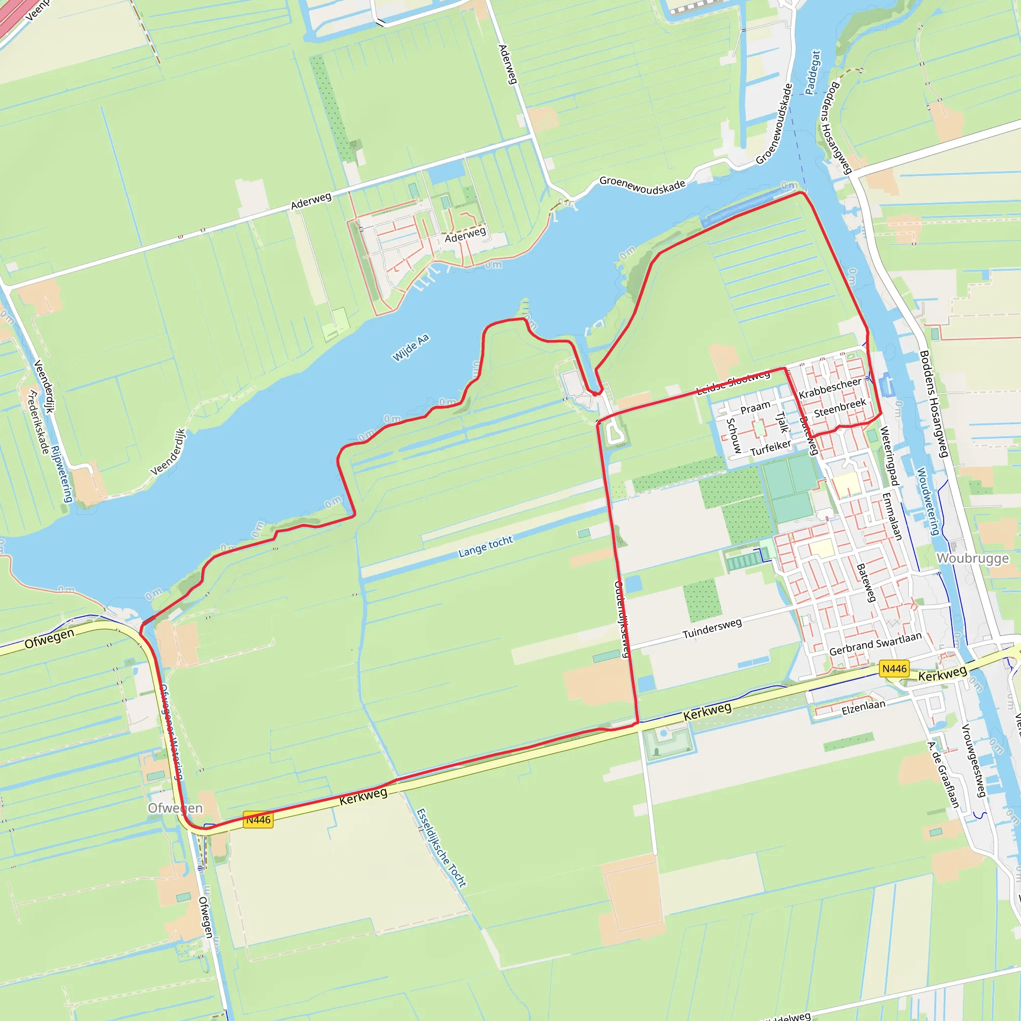 Wijde Aa via Kerk Weg and Oudelandsedijk mobile static map