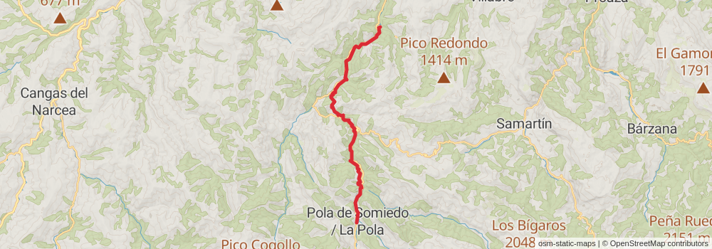 GR 205 Ruta de la Escrita o de los Vaqueiros de alzada - Puerto de Somiedo - Pravia stage 2 Map