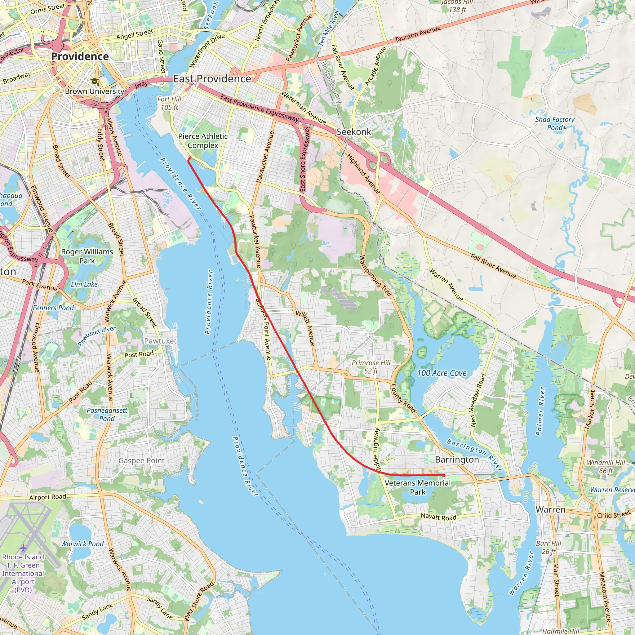 East Bay Path from Brickyard Pond mobile static map