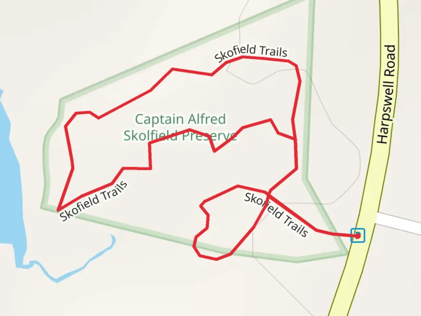 An image depicting the trail Skolfield Trail Loop and its surrounding area.