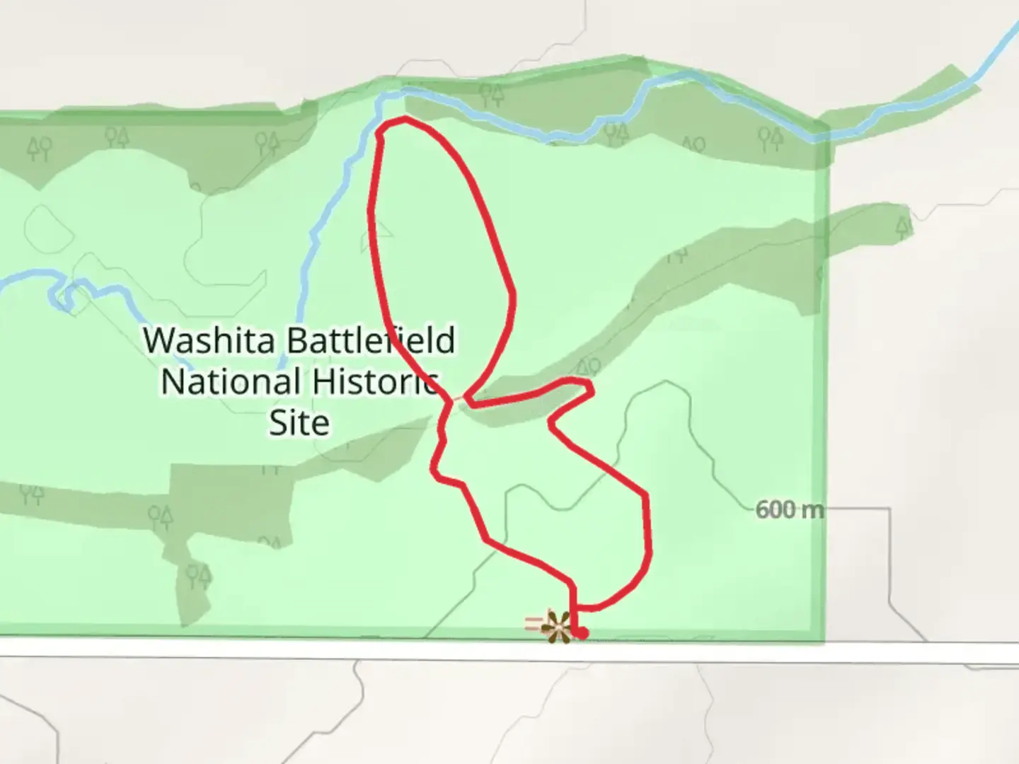 An image depicting the trail Washita Battlefield National Historic Site Loop and its surrounding area.