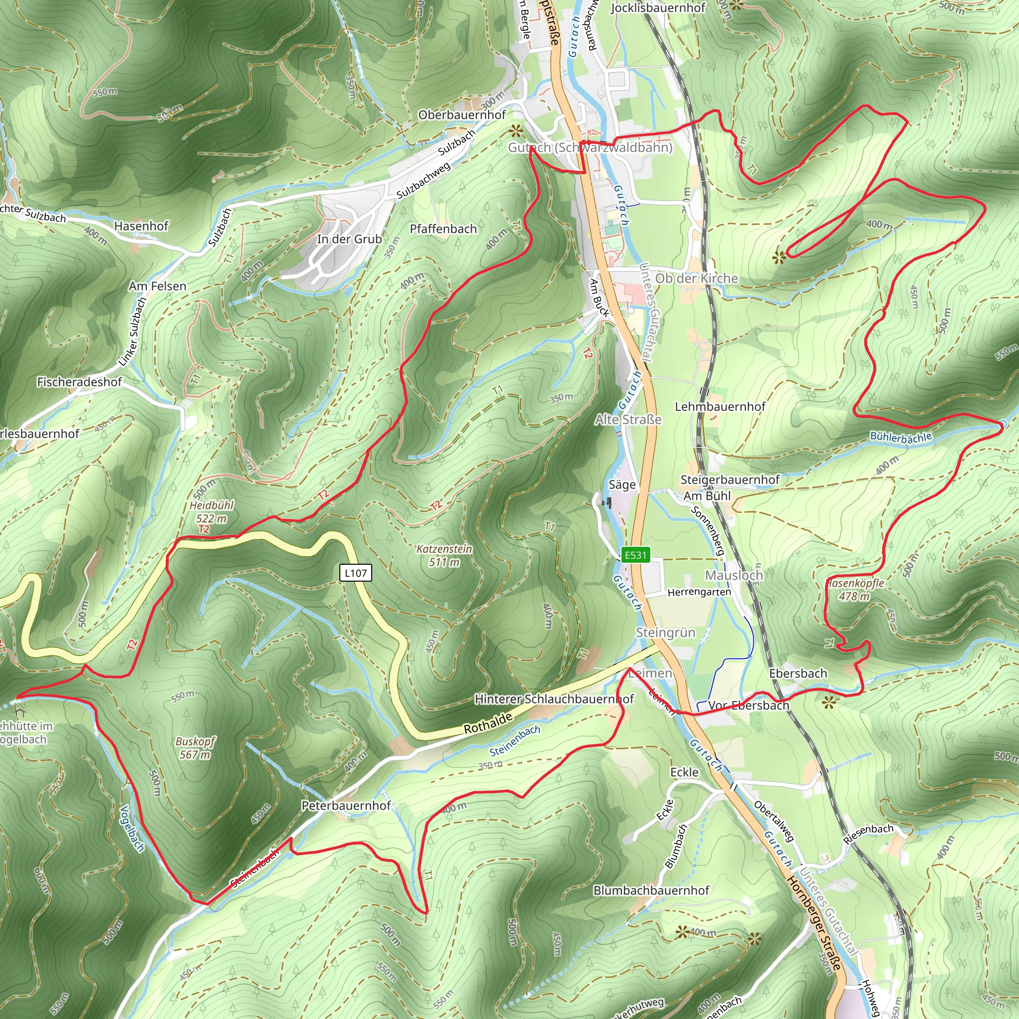 Neudorf and Leimen Loop via Gutach Ortsmitte Vorderer Sand mobile static map