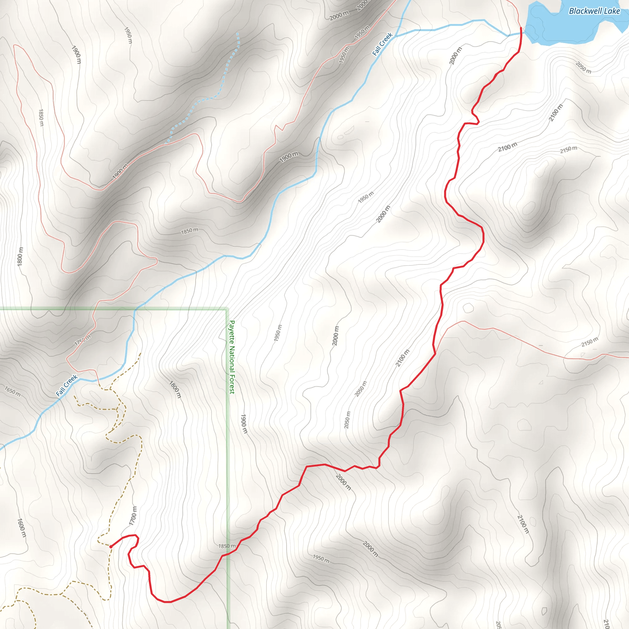Blackwell Lake via Fall Creek Trail mobile static map