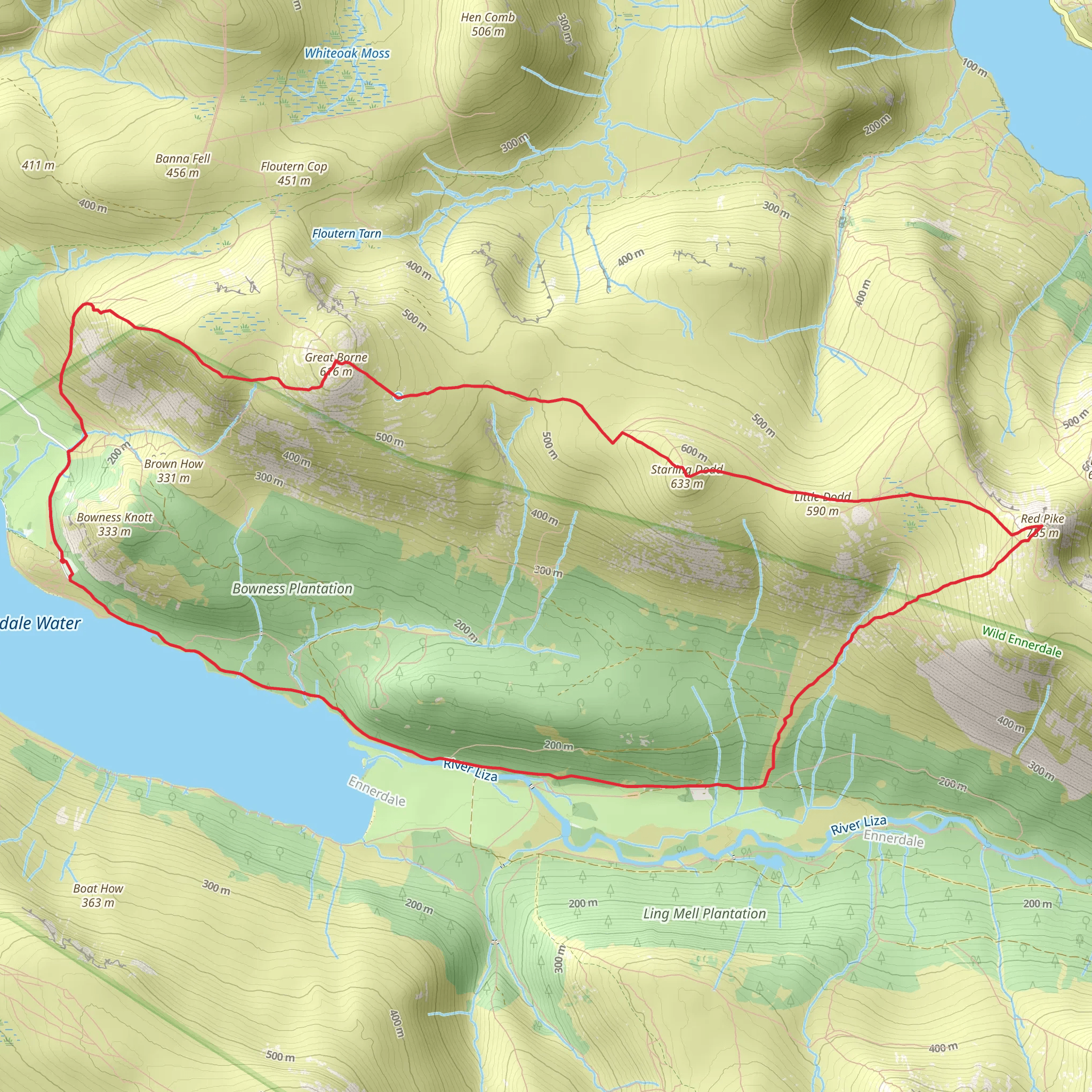 Great Borne, Starling Dodd, Red Pike and Ennerdale Water Loop mobile static map