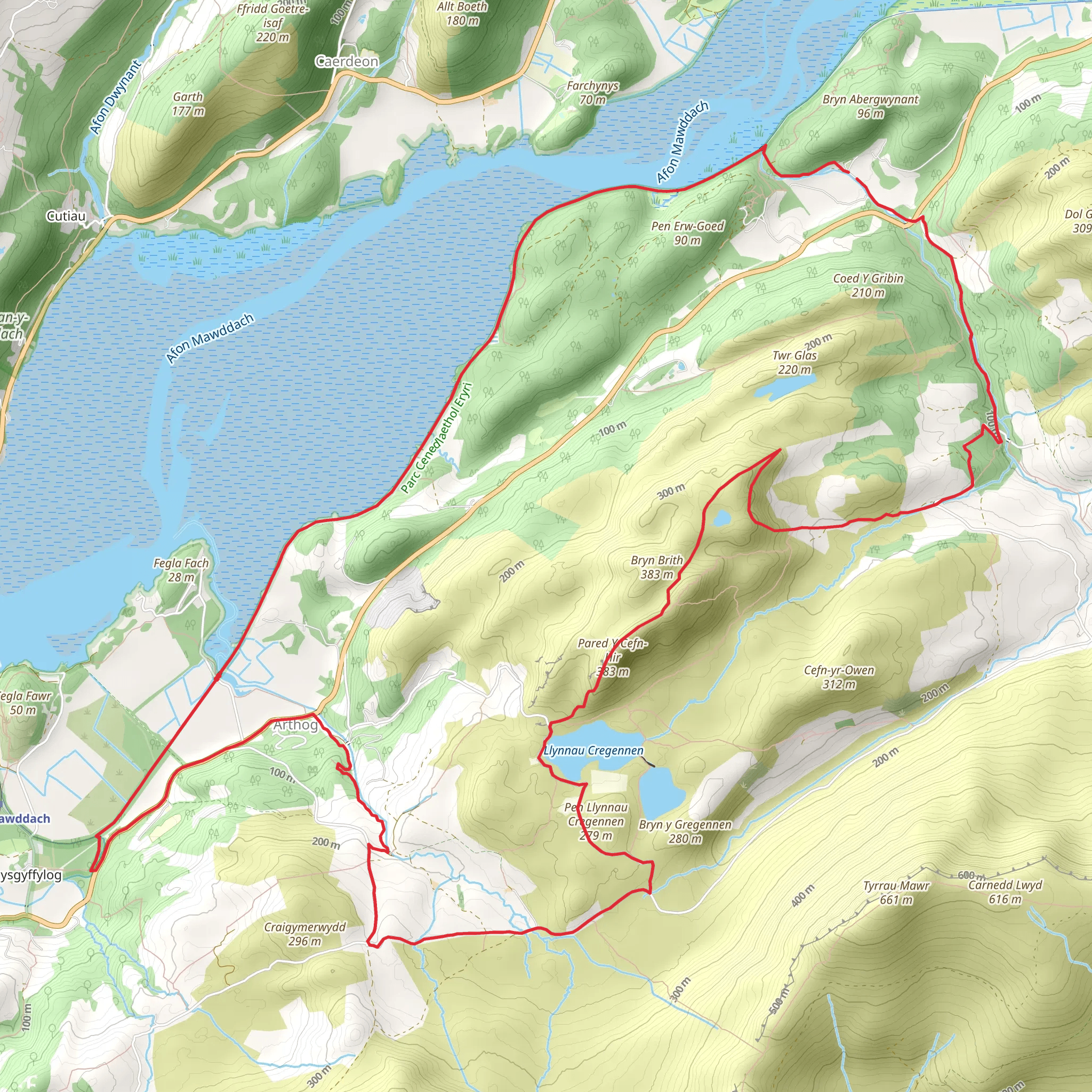 A Mawddach circular from Arthog near Fairbourne mobile static map