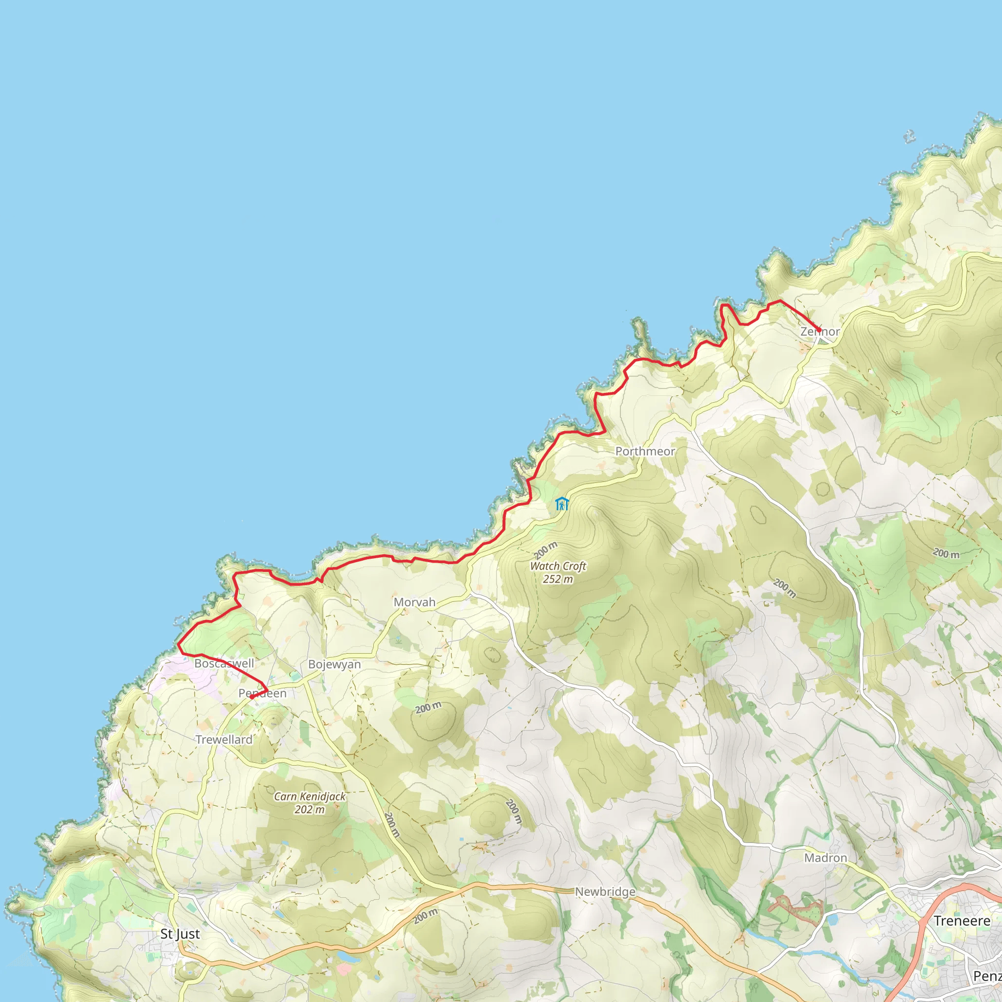 Land's End Hostel - Pendeen to Zennor mobile static map
