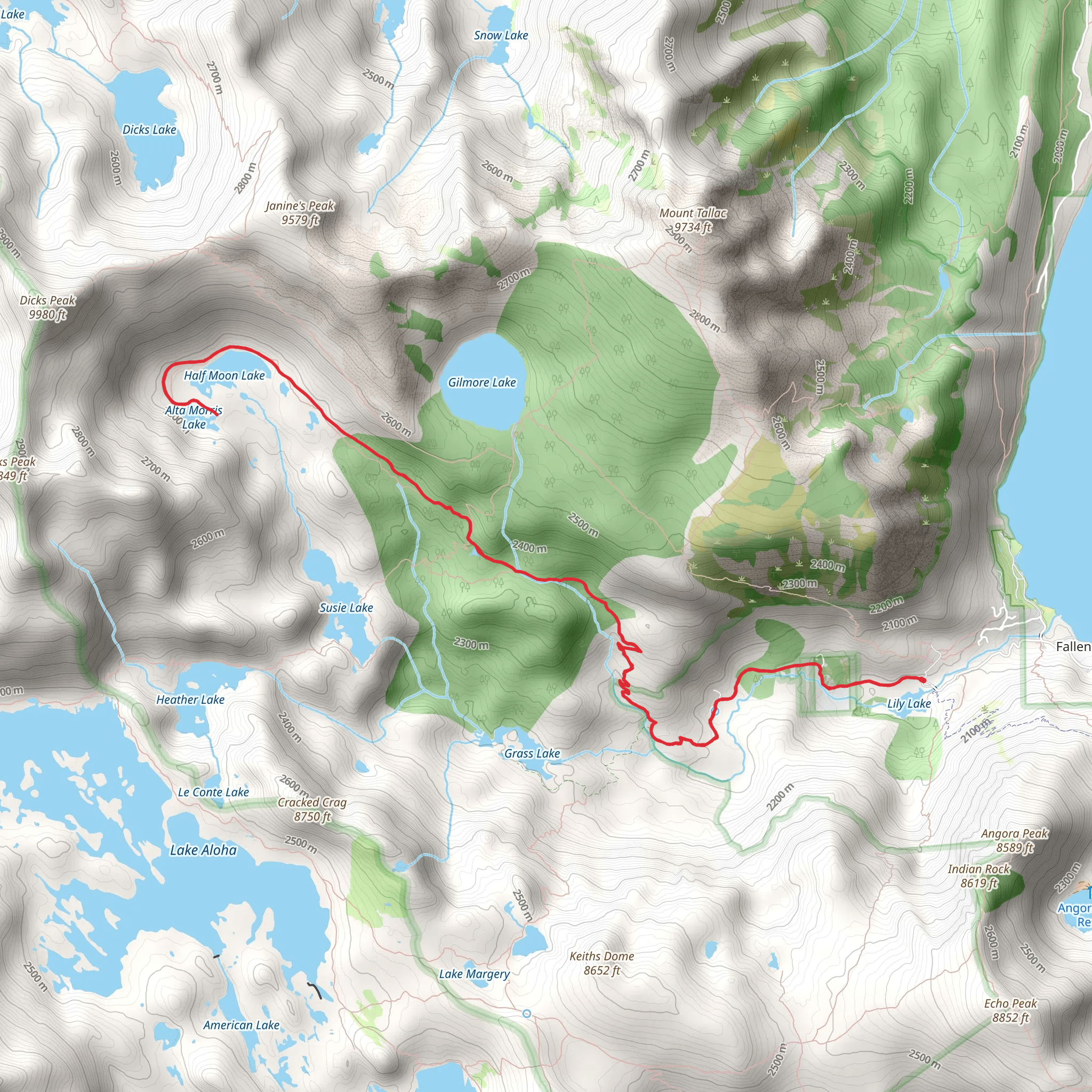 Half Moon Lake via Glen Alpine Trail mobile static map