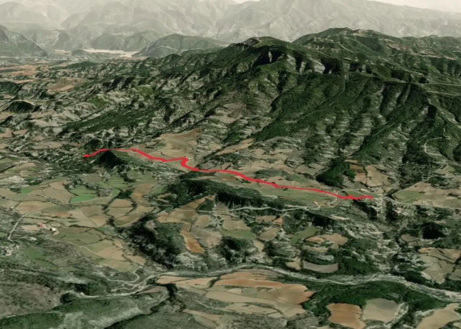 An image depicting the trail Bárcabo - Esplubiello Castle PR HU 55 and its surrounding area.