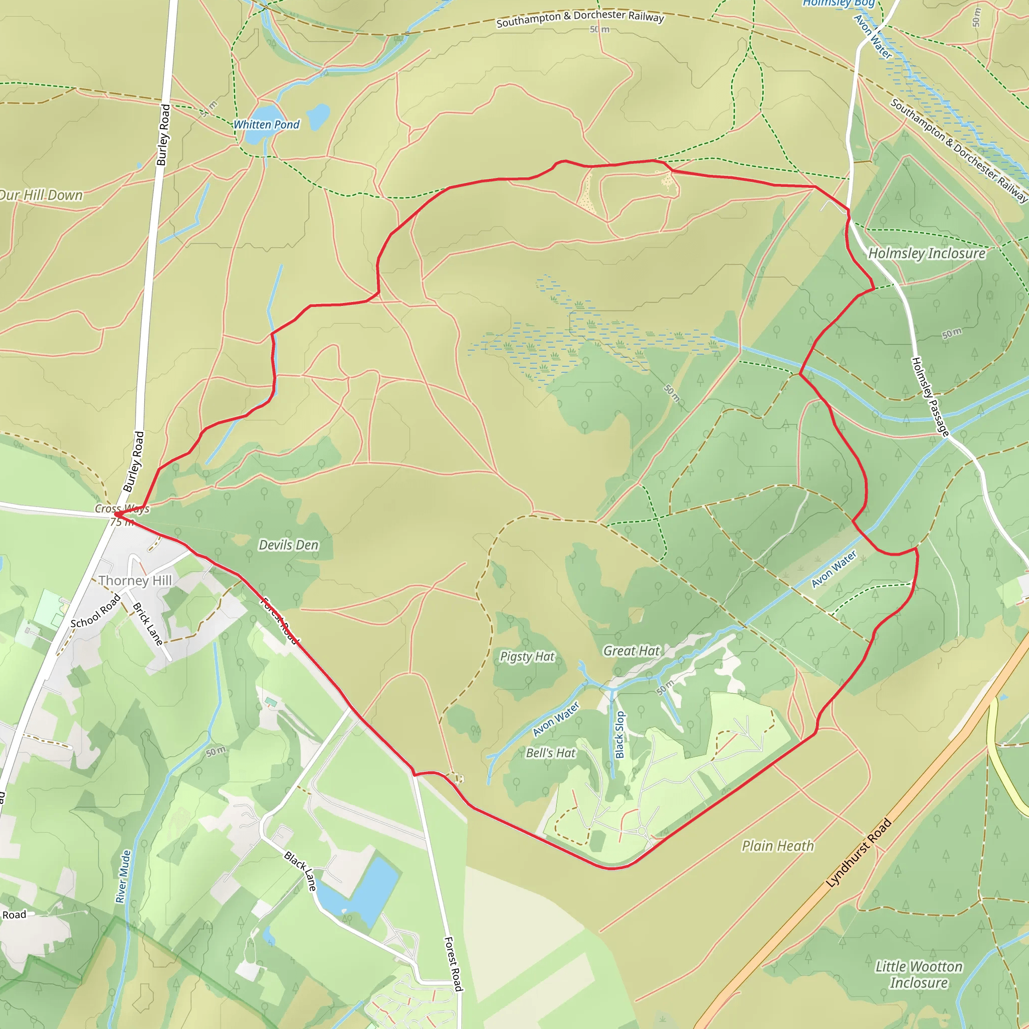 Thorney Hill Circular Walk mobile static map