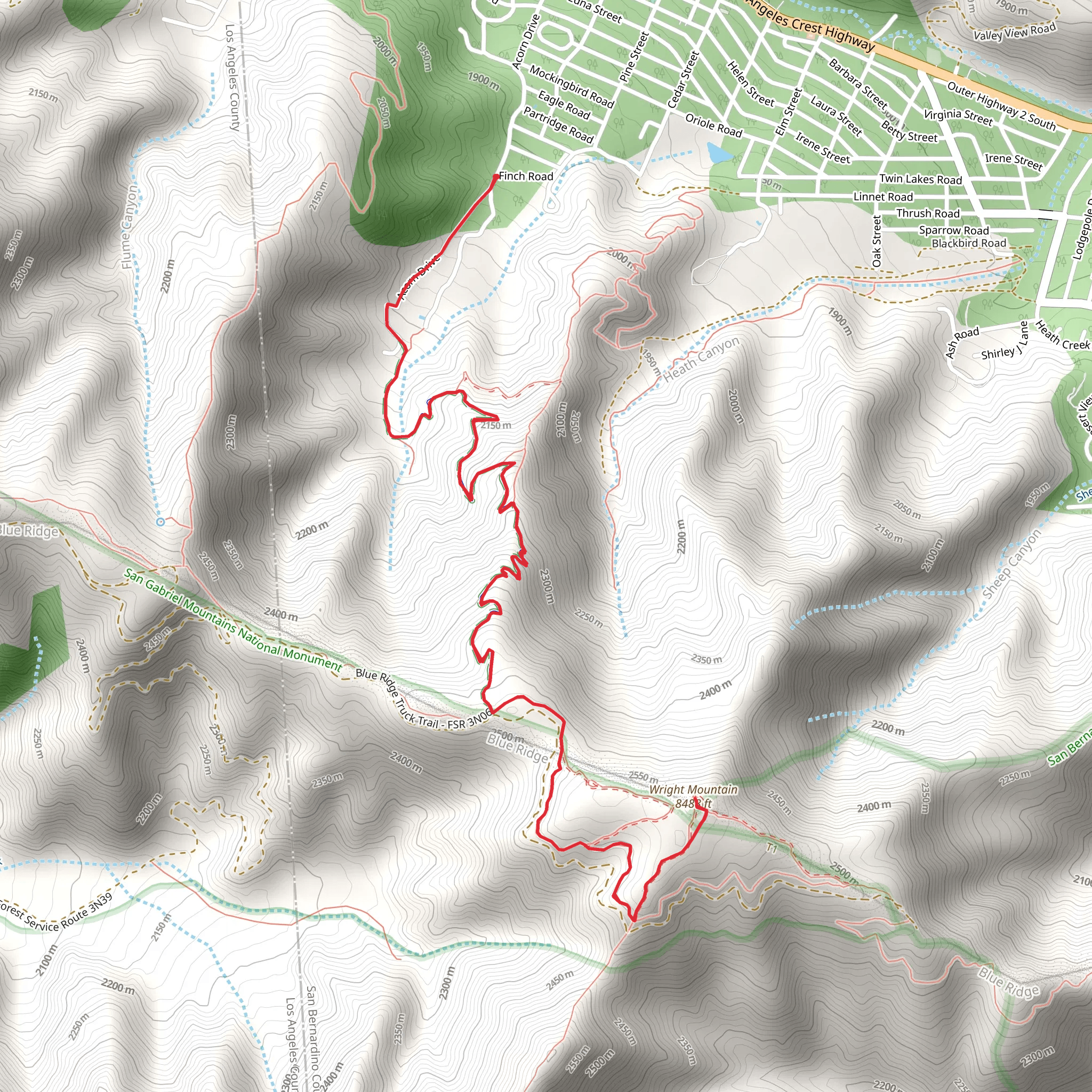 Wright Mountain via Acorn Trail and PCT mobile static map