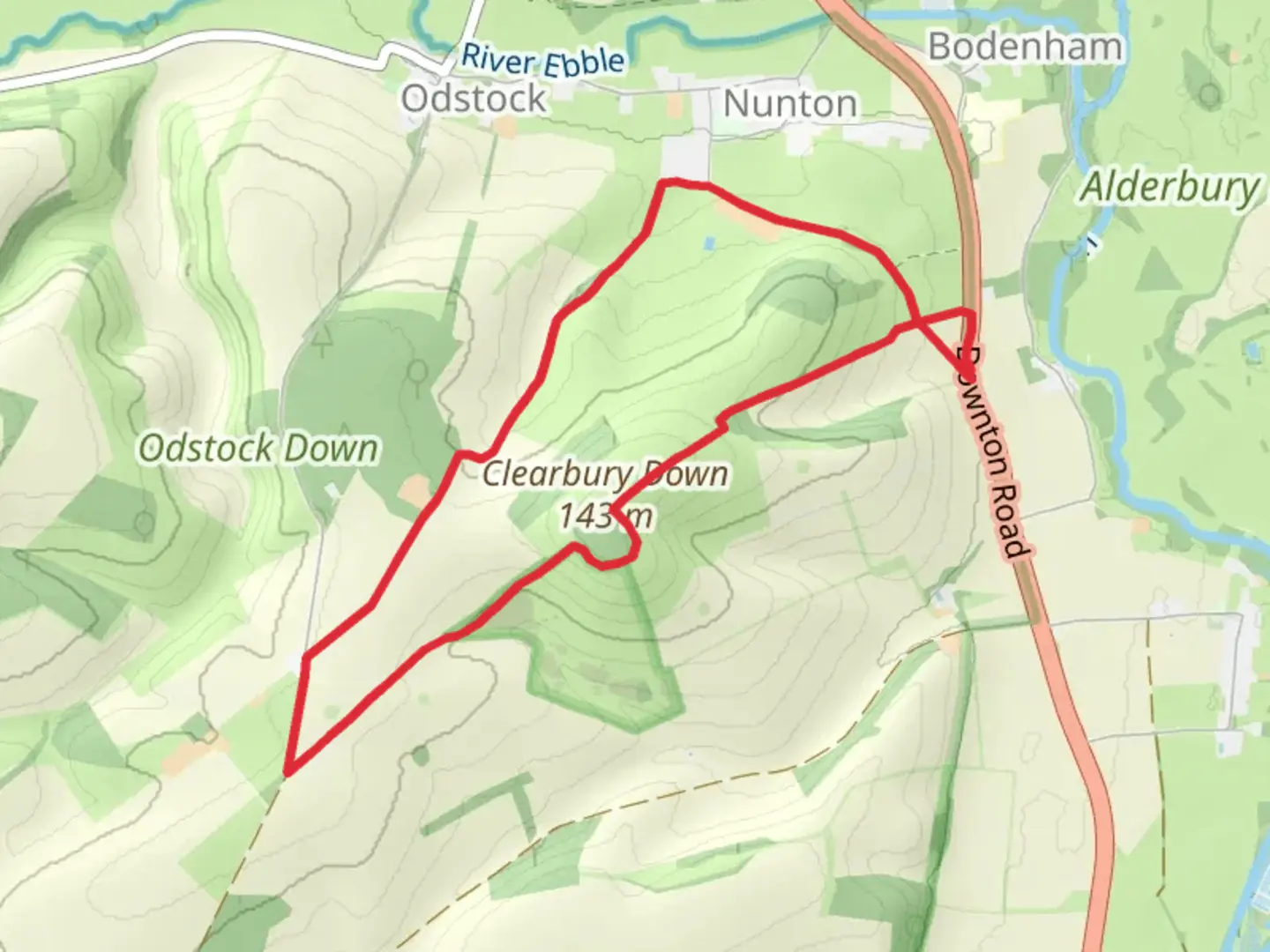 An image depicting the trail Clearbury Ring and Clearbury Down Loop and its surrounding area.