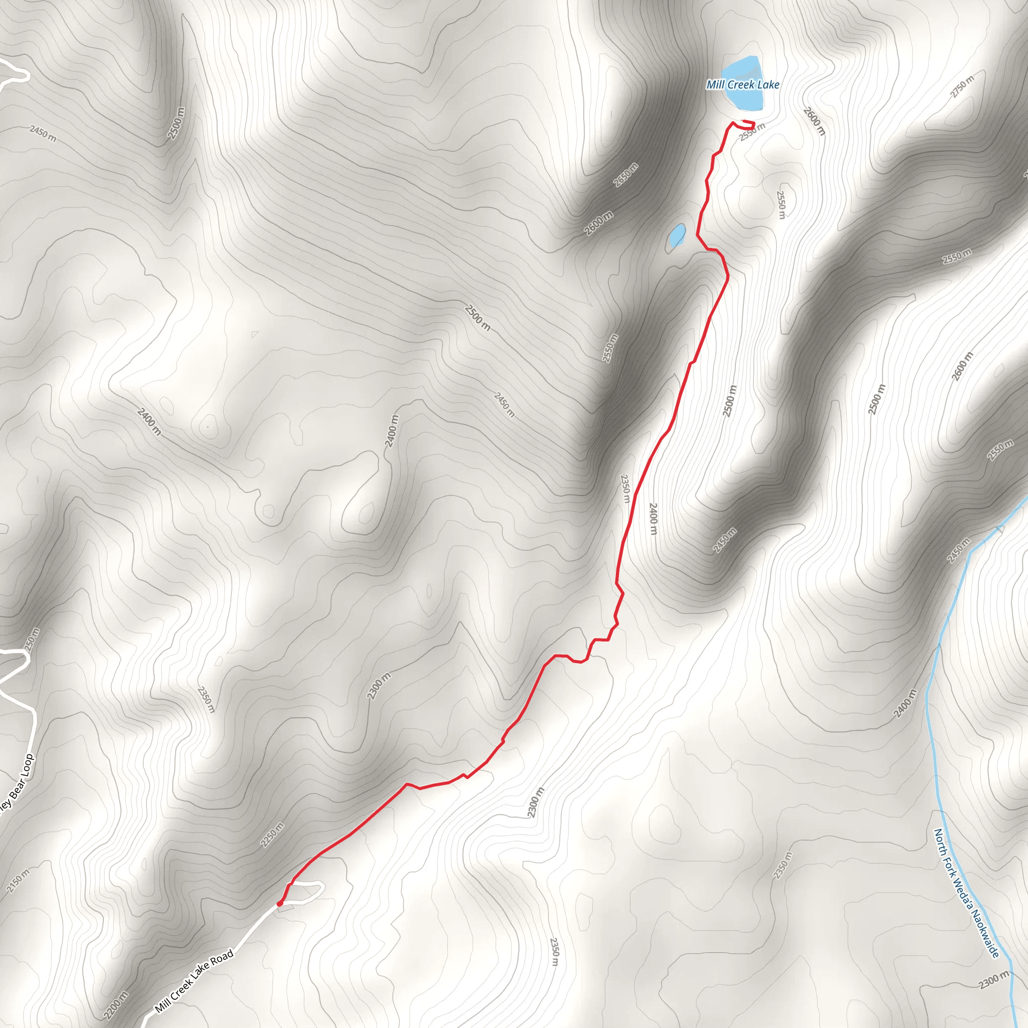 Mill Creek Lake via Mill Creek Trail mobile static map