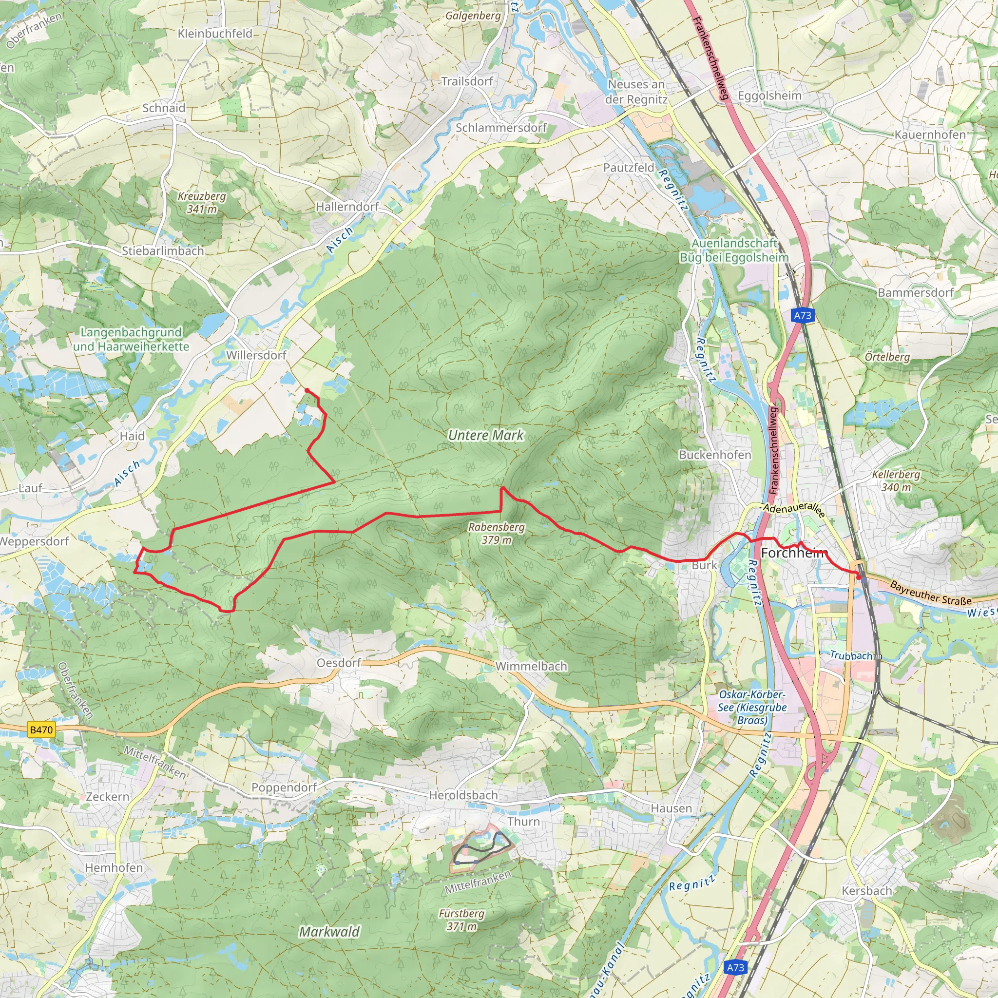 Forchheim to Untere Mark Walk mobile static map