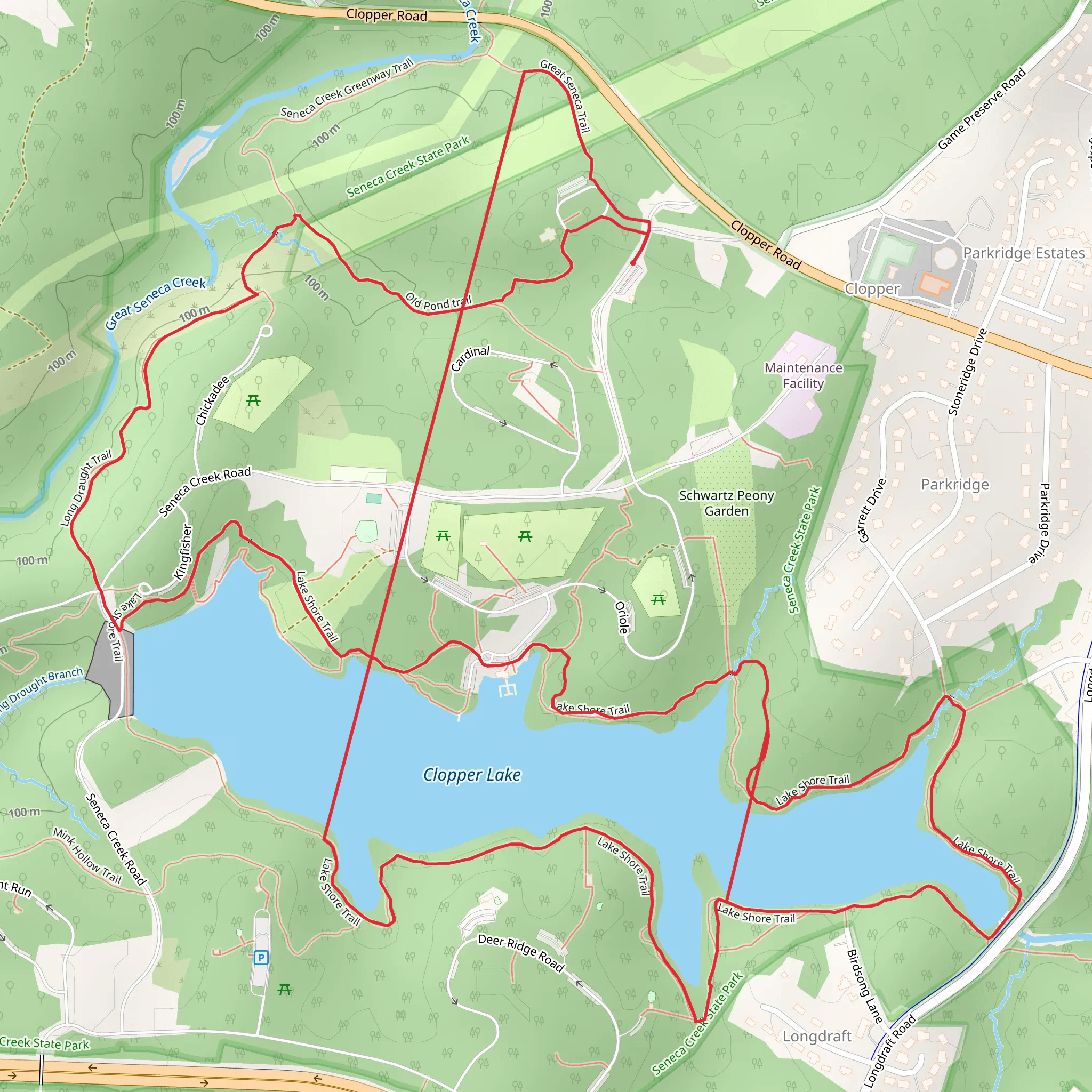 Clopper Lake Loop mobile static map