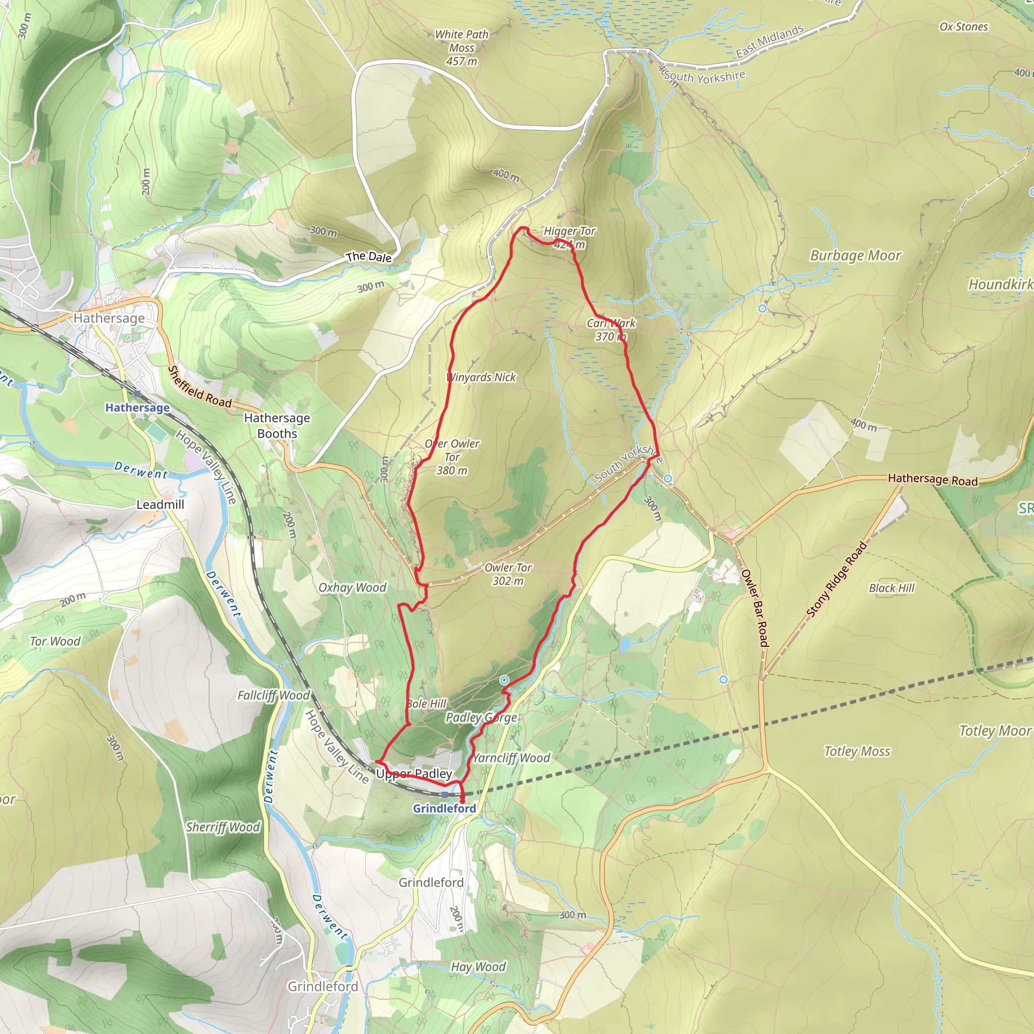Bole Hill - Higger Tor and Padley Gorge mobile static map