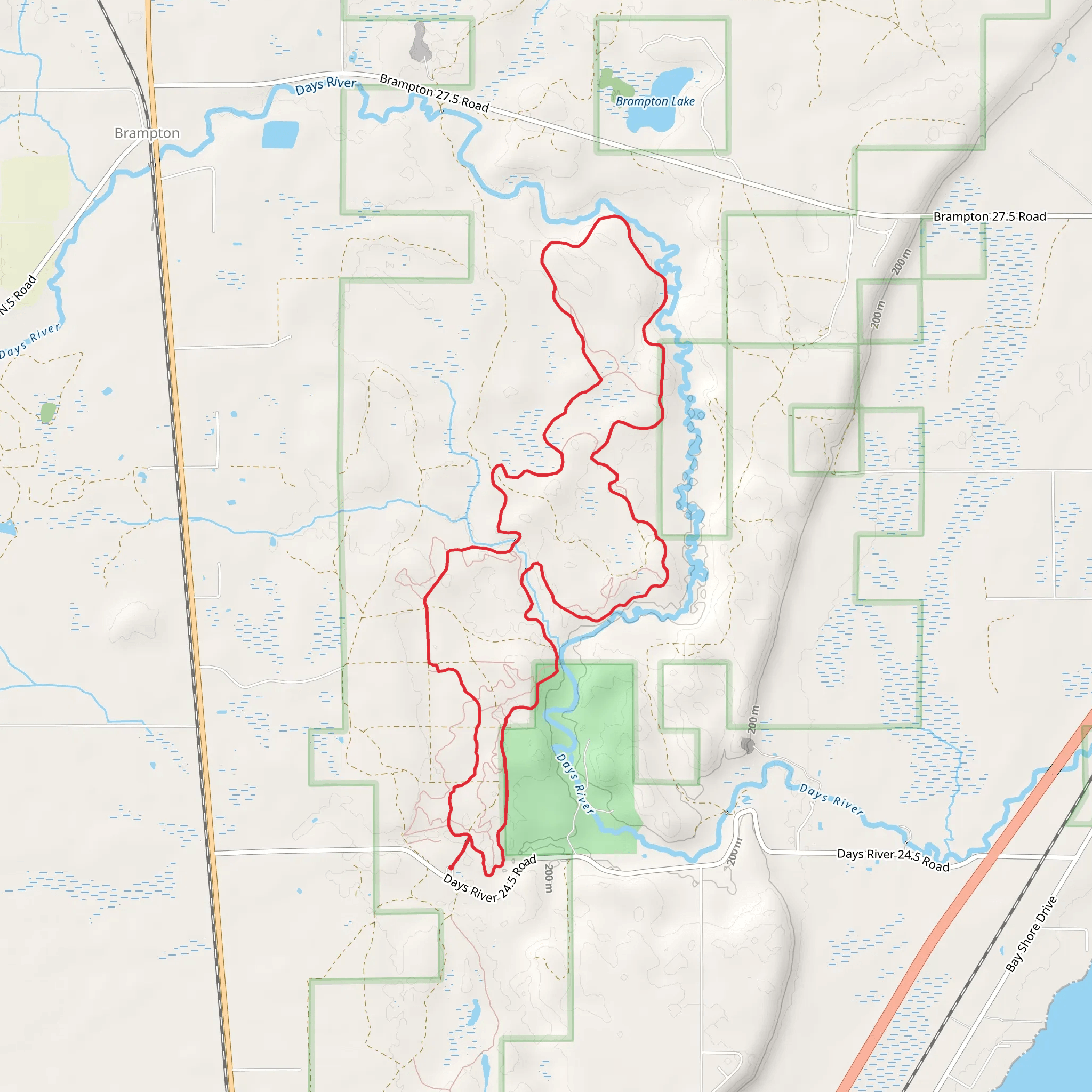 Days River Pathway and Third Loop mobile static map