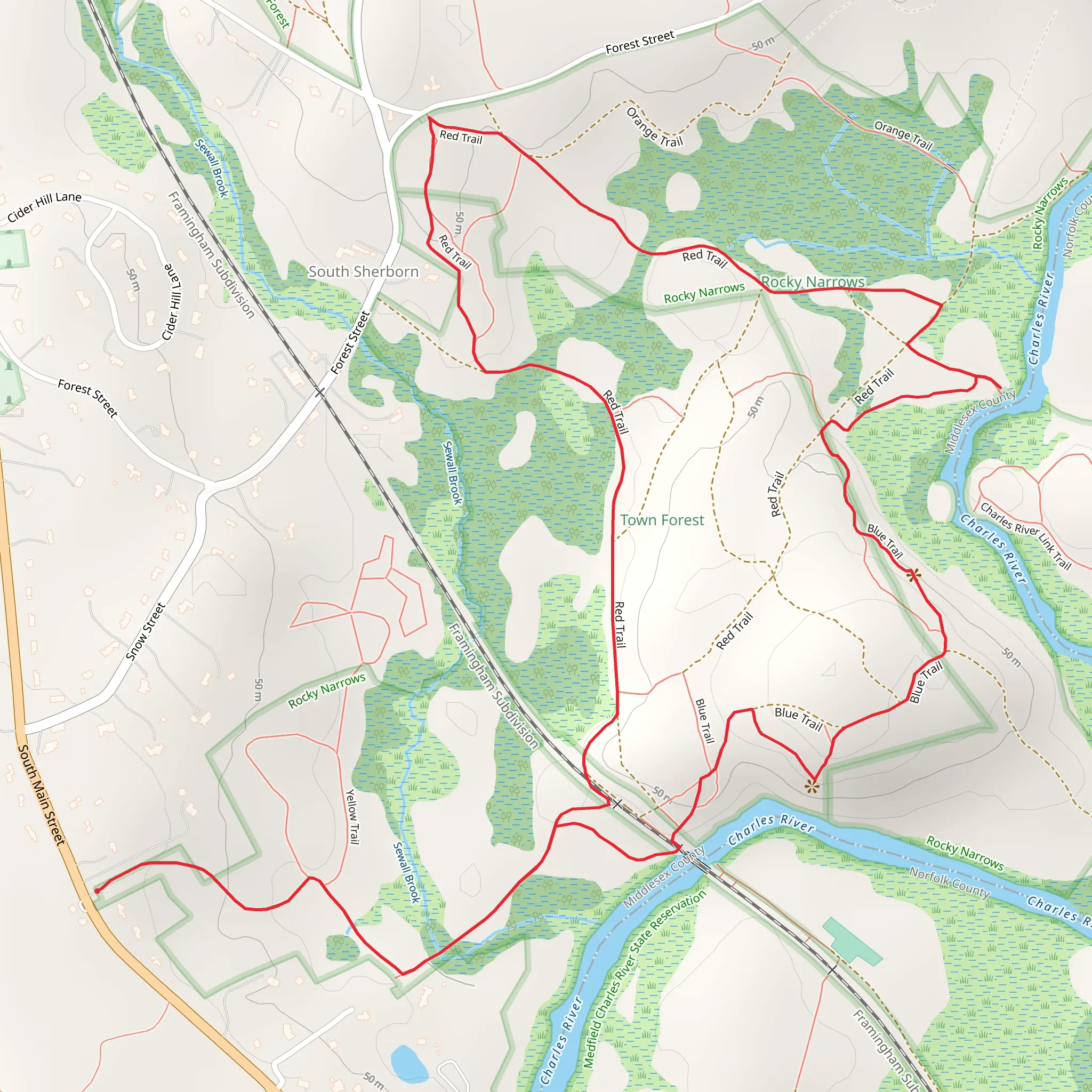 Bay Circuit Trail Loop - South Main Street mobile static map