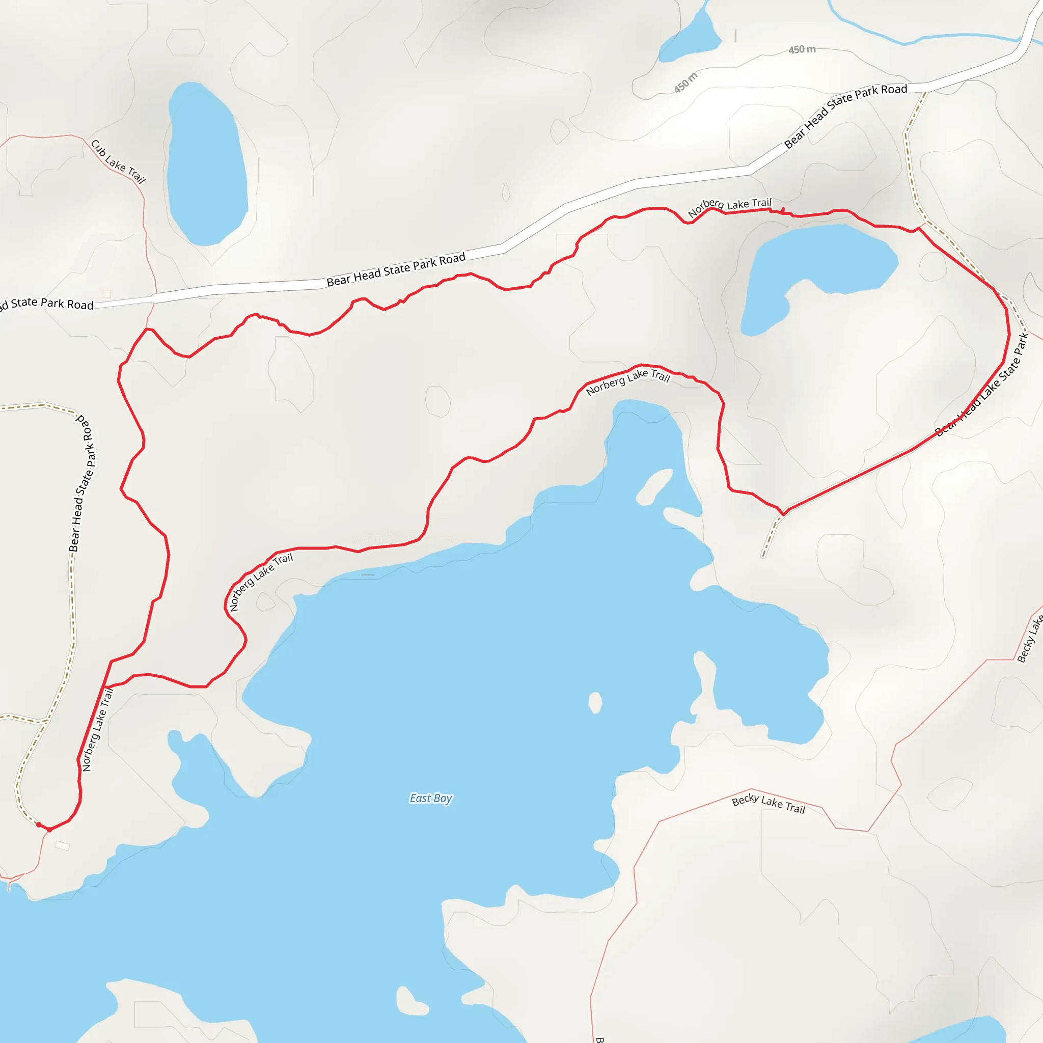 Bear Head Lake State Park Hiking Club Trail Loop mobile static map