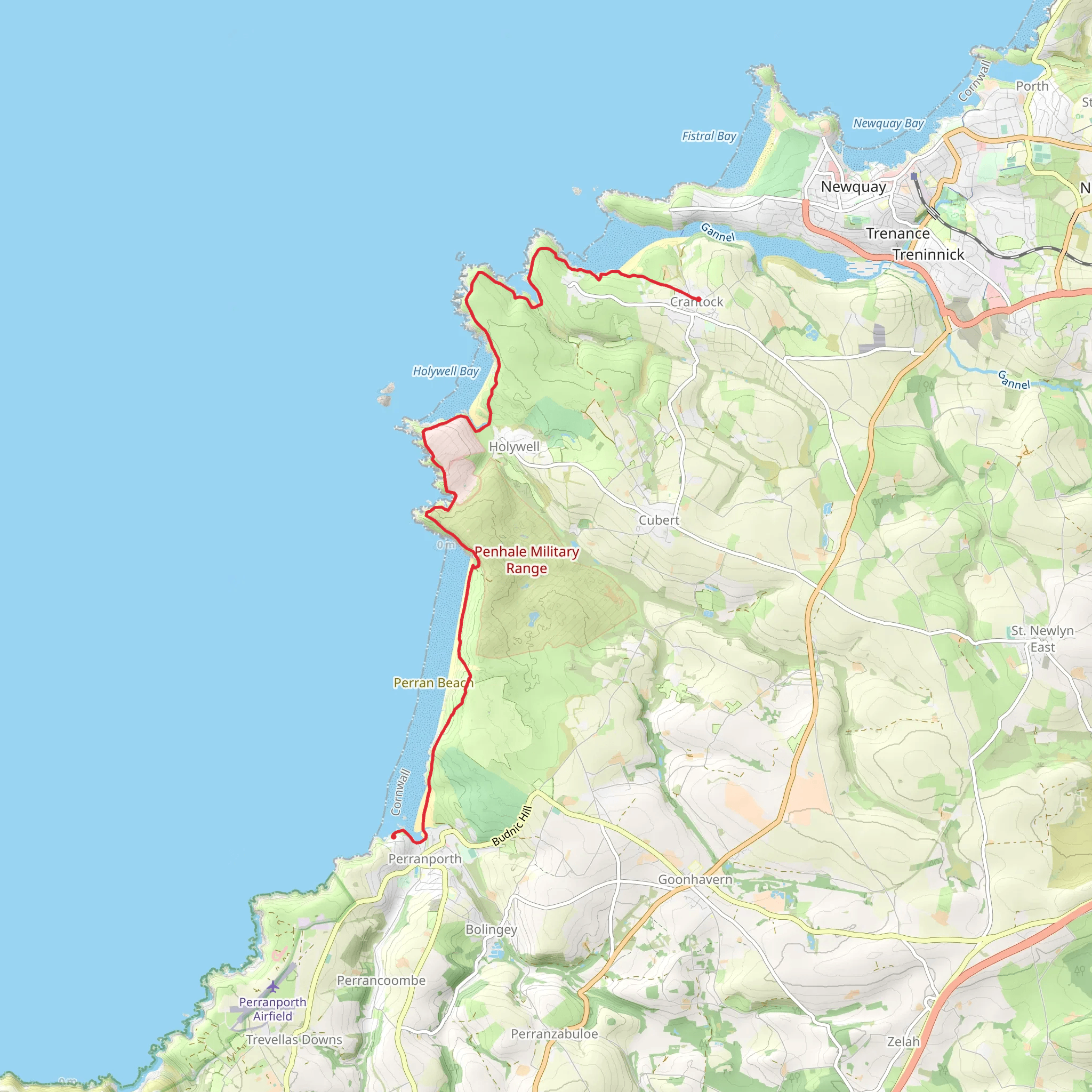 Perranporth YH - Crantock Walk mobile static map
