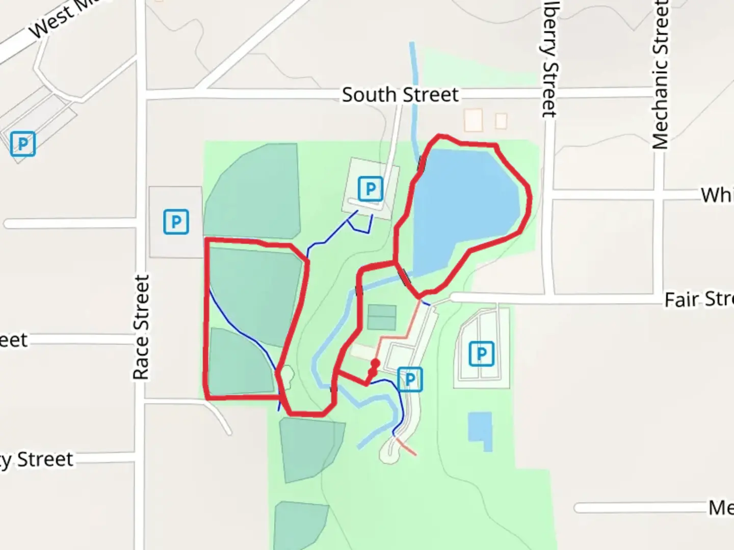 An image depicting the trail Community Park and freedom Bridge Loop and its surrounding area.
