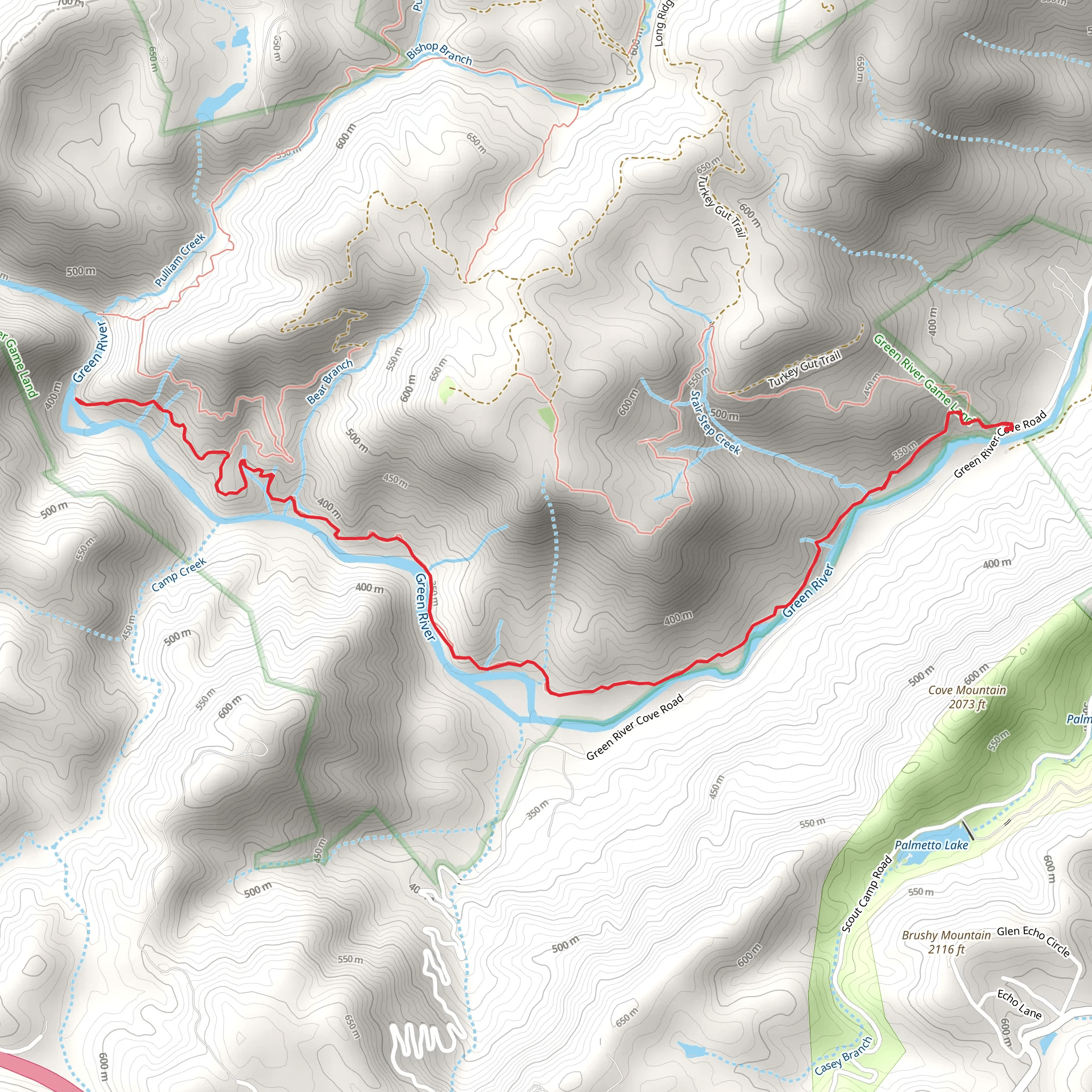 Green River Cove Trail mobile static map