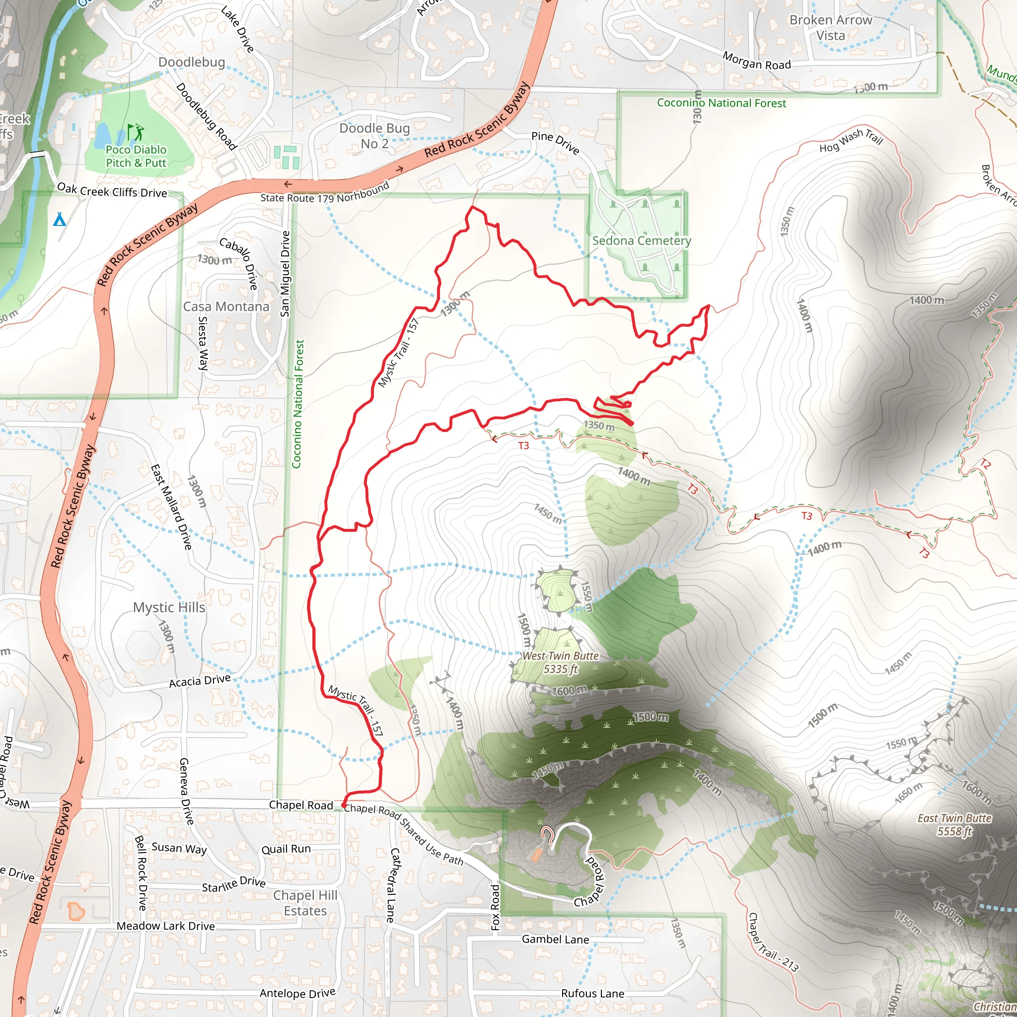 Mystic - Peccary - Hog Wash Loop Trail mobile static map