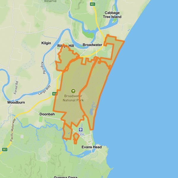 Broadwater National Park mobile static map