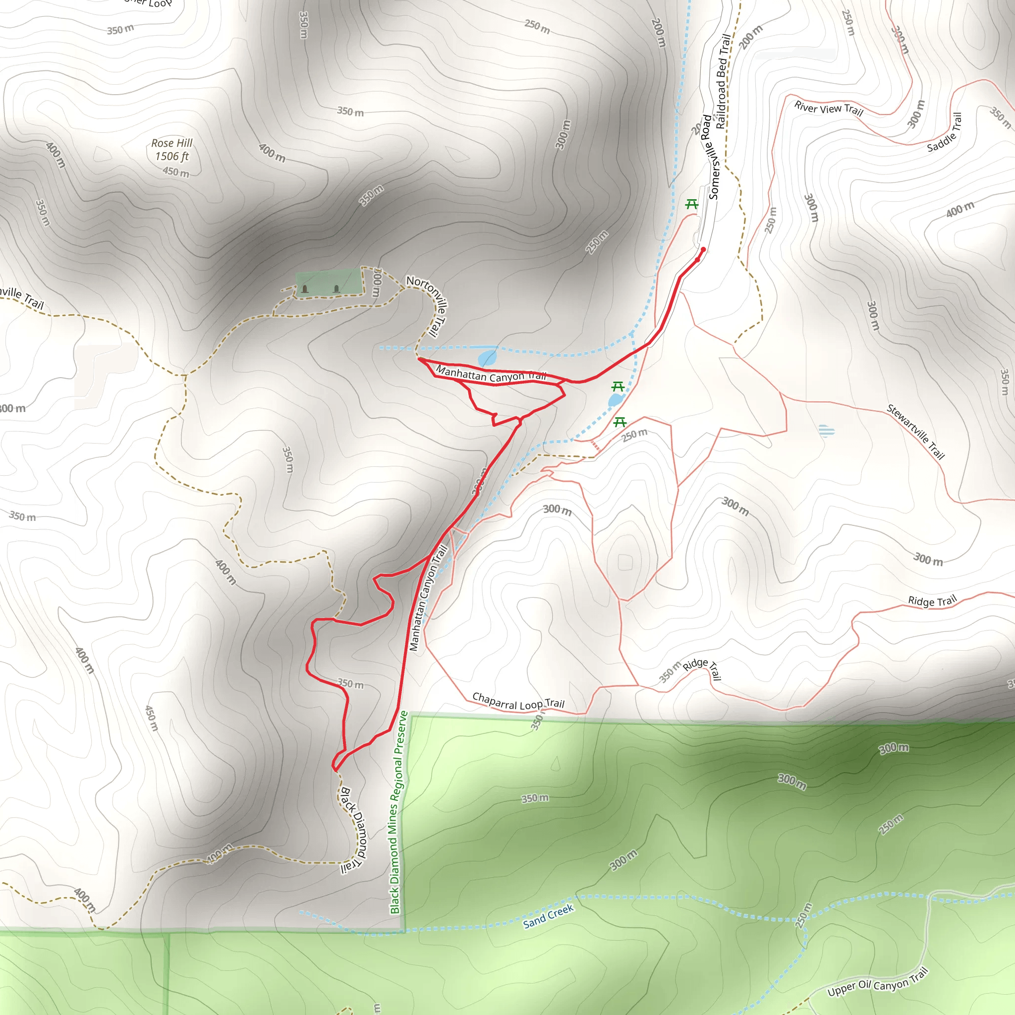 Manhattan Canyon Trail and ADT Loop mobile static map