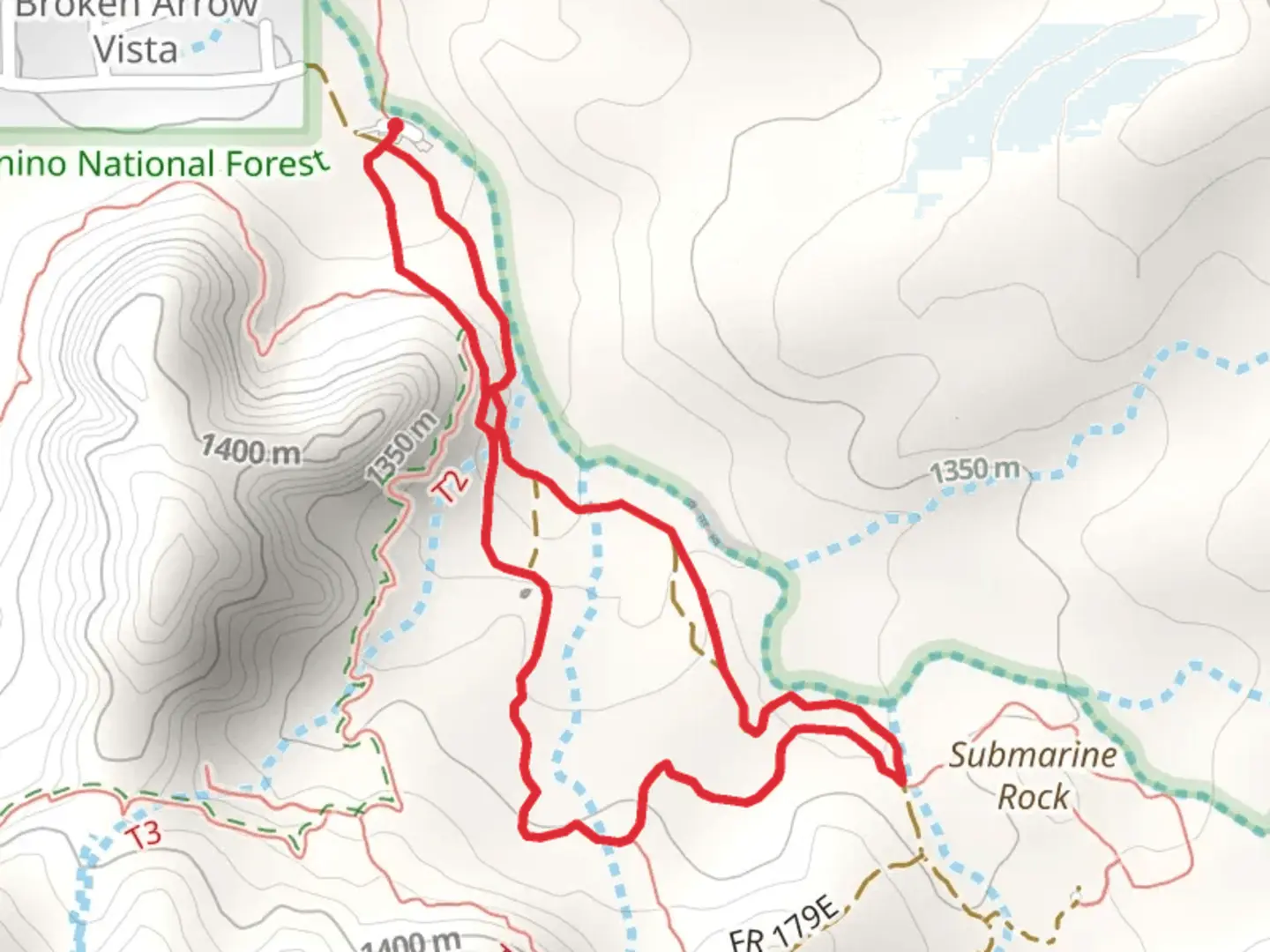 An image depicting the trail Broken Arrow Loop Trail and its surrounding area.