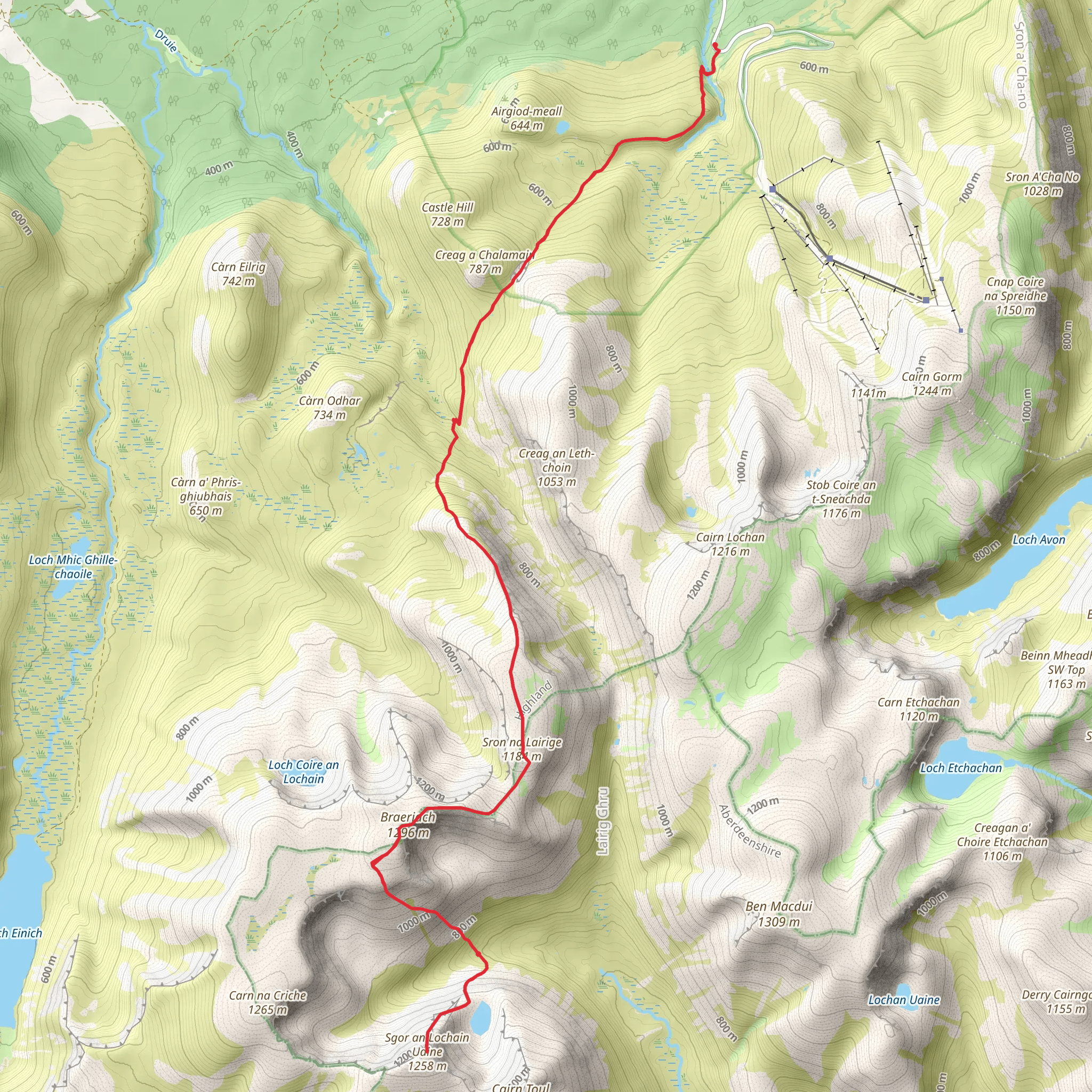 Angel's Peak and Lochan Uaine from Glenmore mobile static map