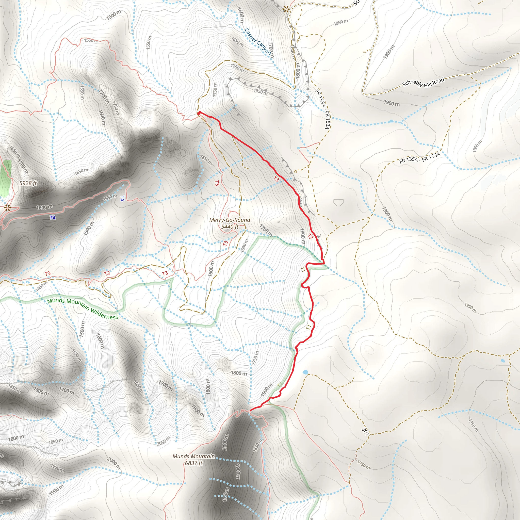 Schnebly Hill Trail mobile static map