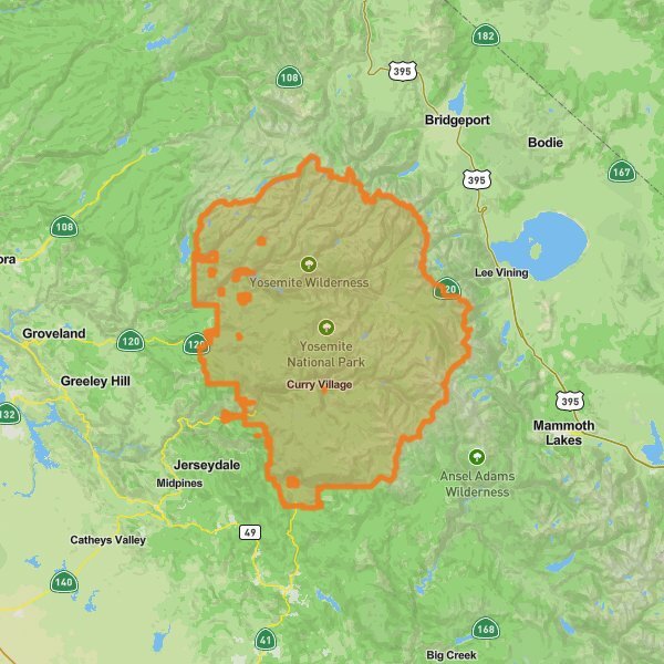 Yosemite National Park mobile static map