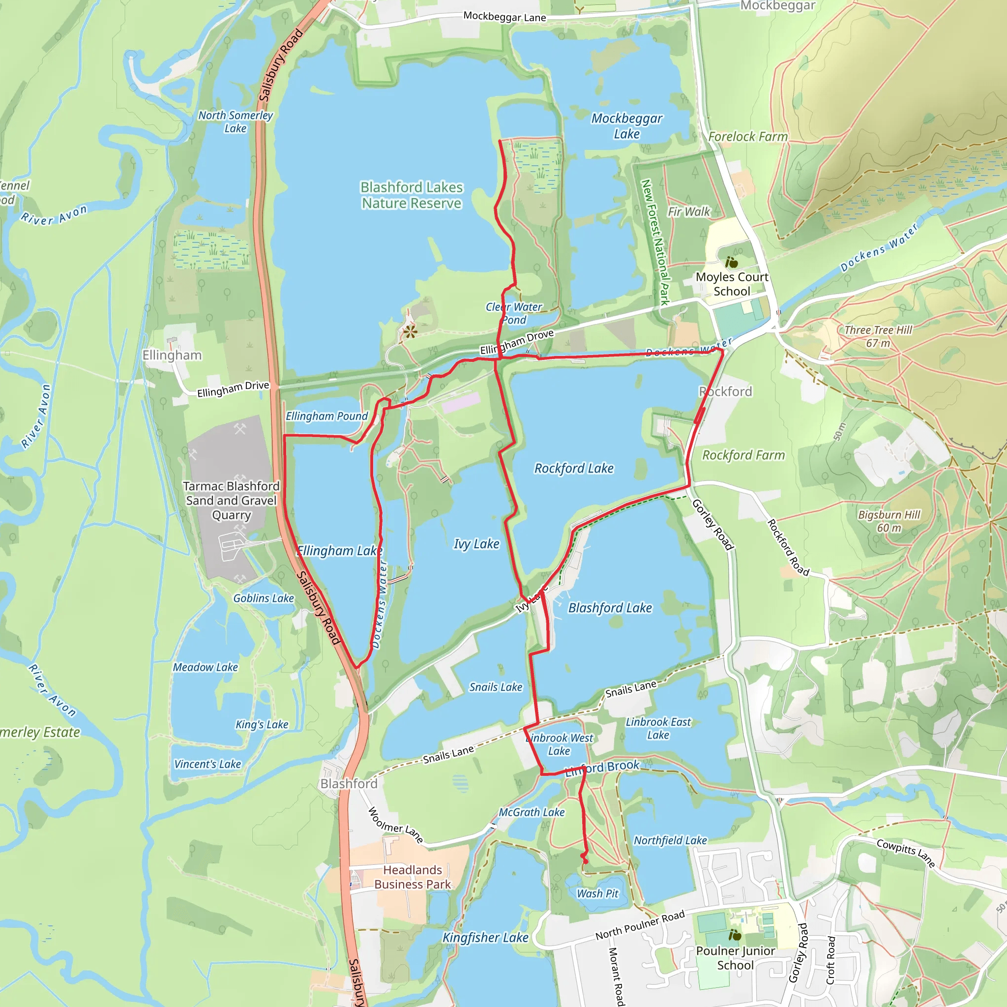 Blashford Lakes mobile static map