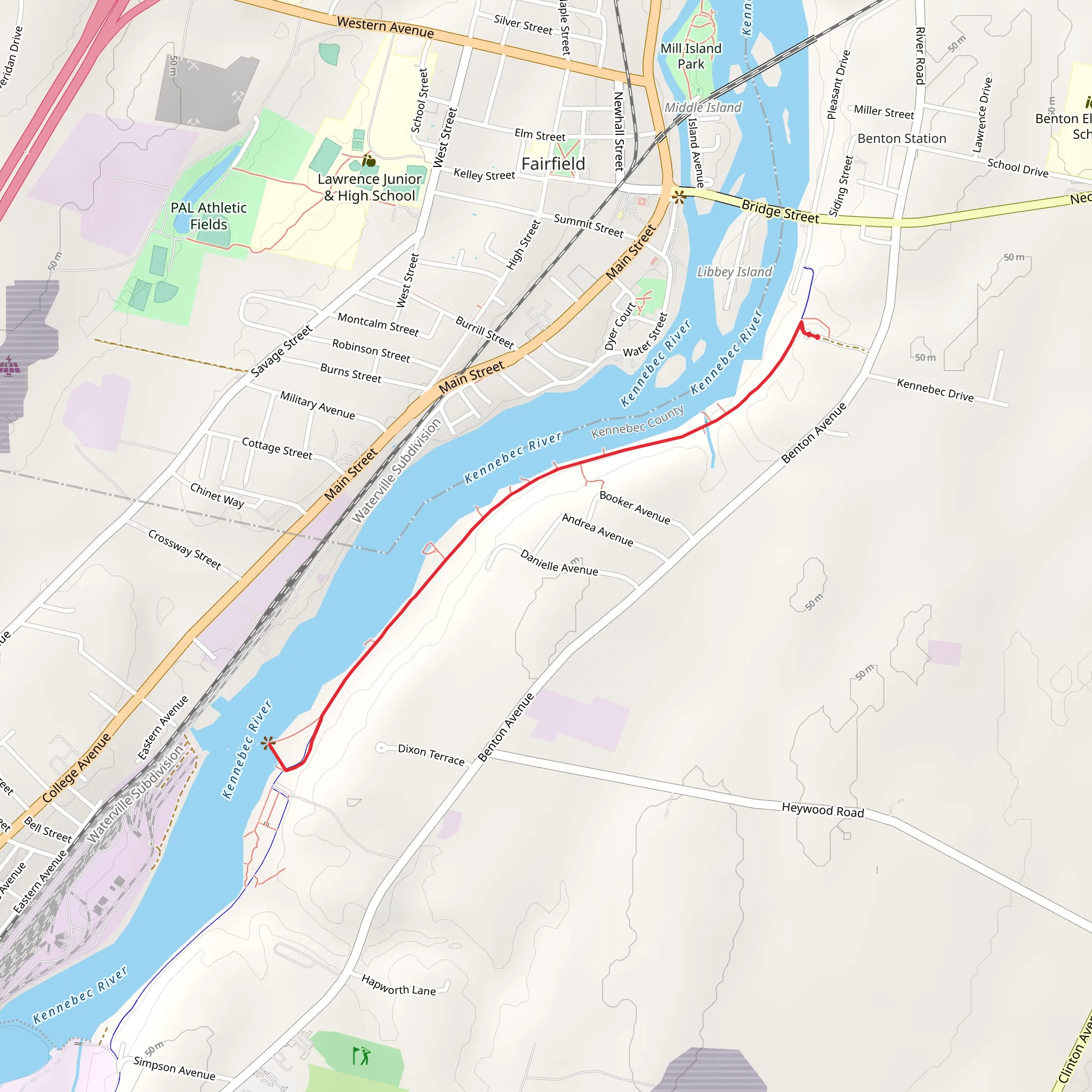 Kennebec River and Gulliver Island mobile static map
