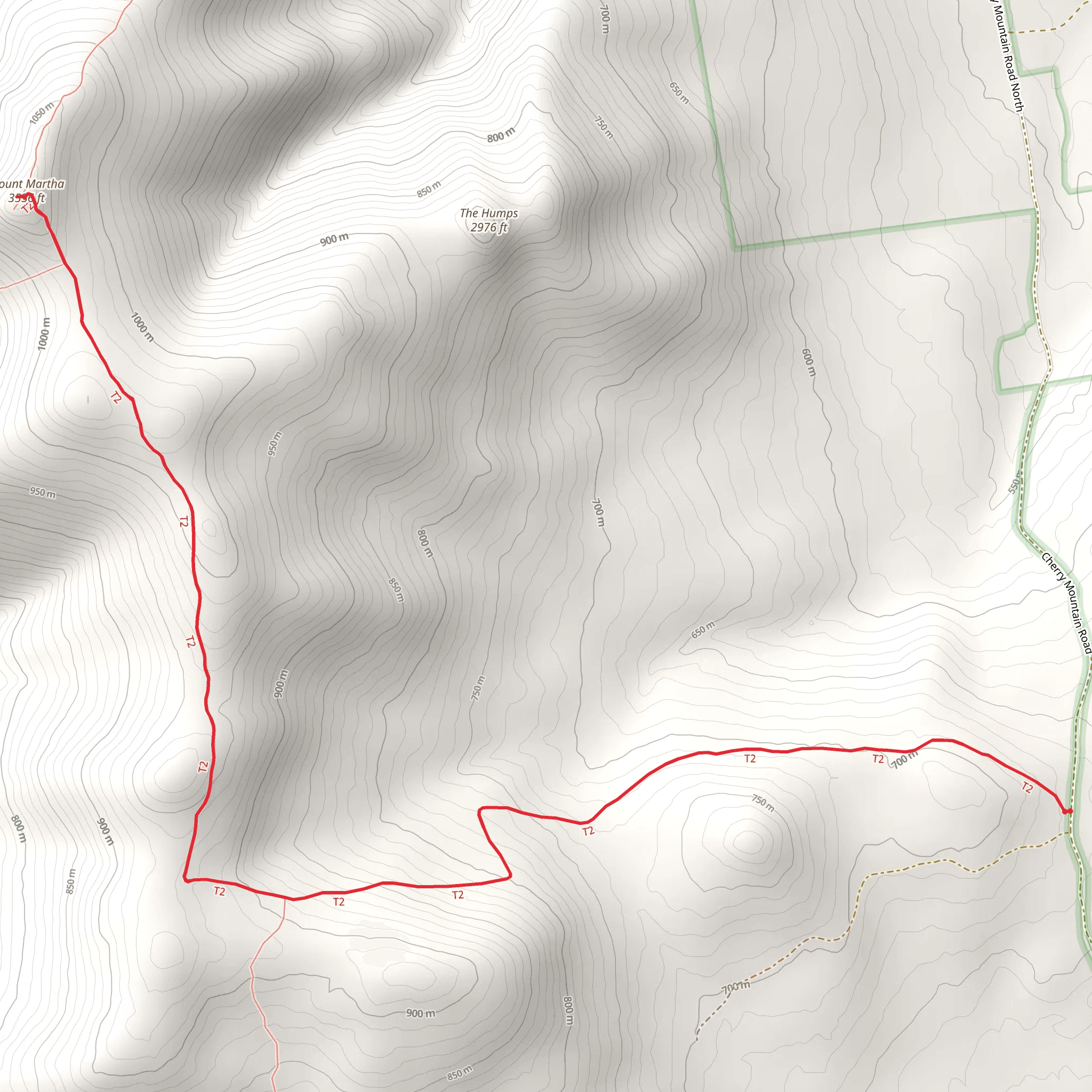 Cherry Mountain and Mount Martha Trail mobile static map
