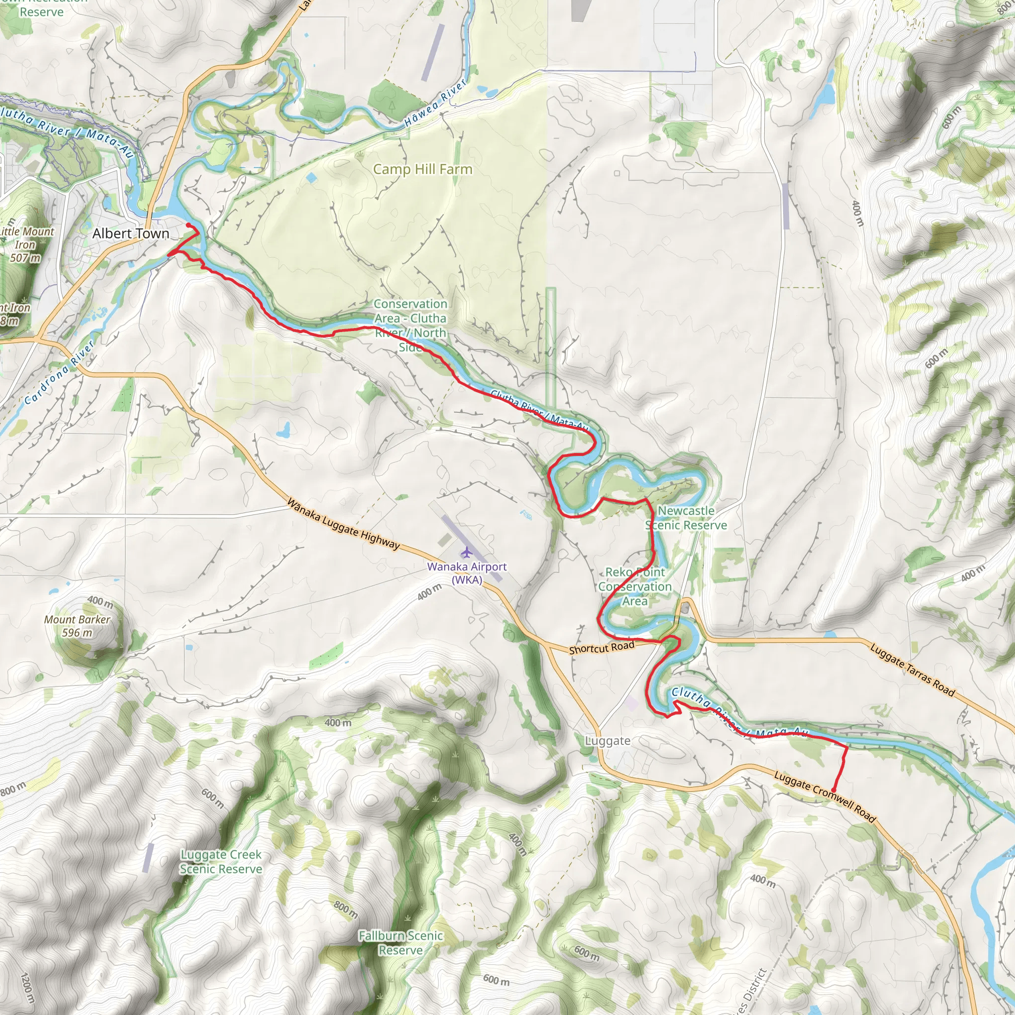 Upper Clutha River Track mobile static map