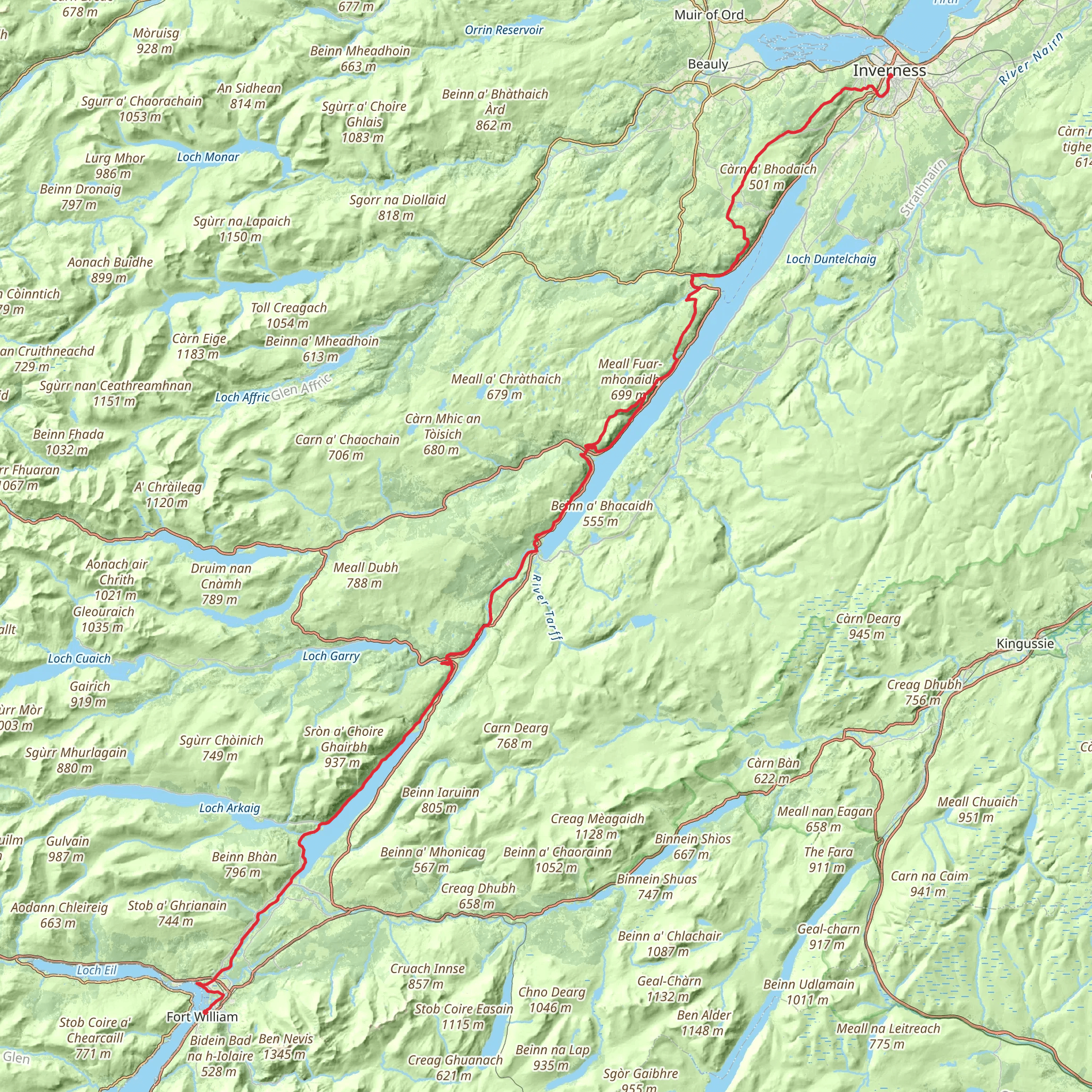 Great Glen Way mobile static map