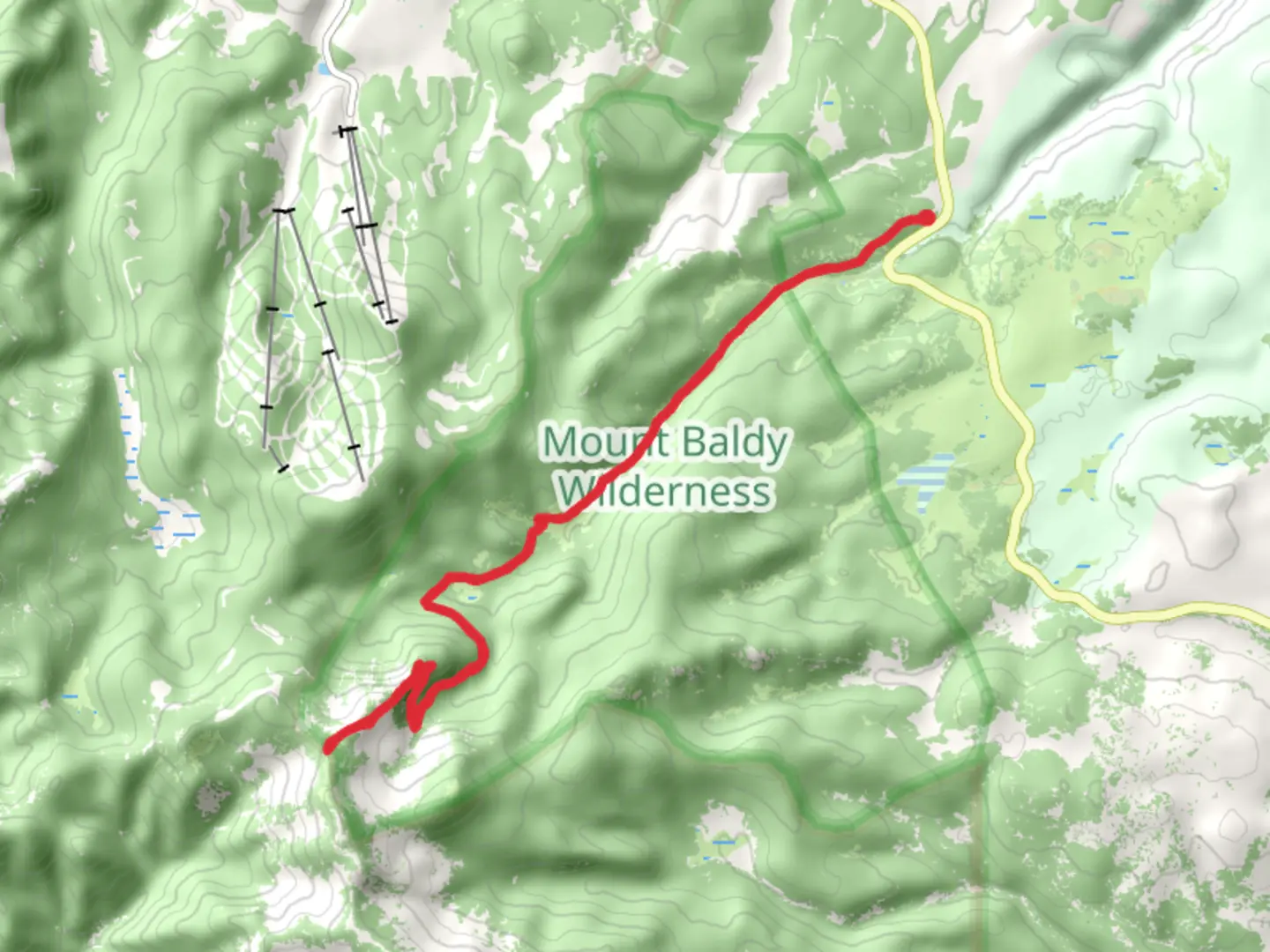 An image depicting the trail West Baldy Trail and its surrounding area.