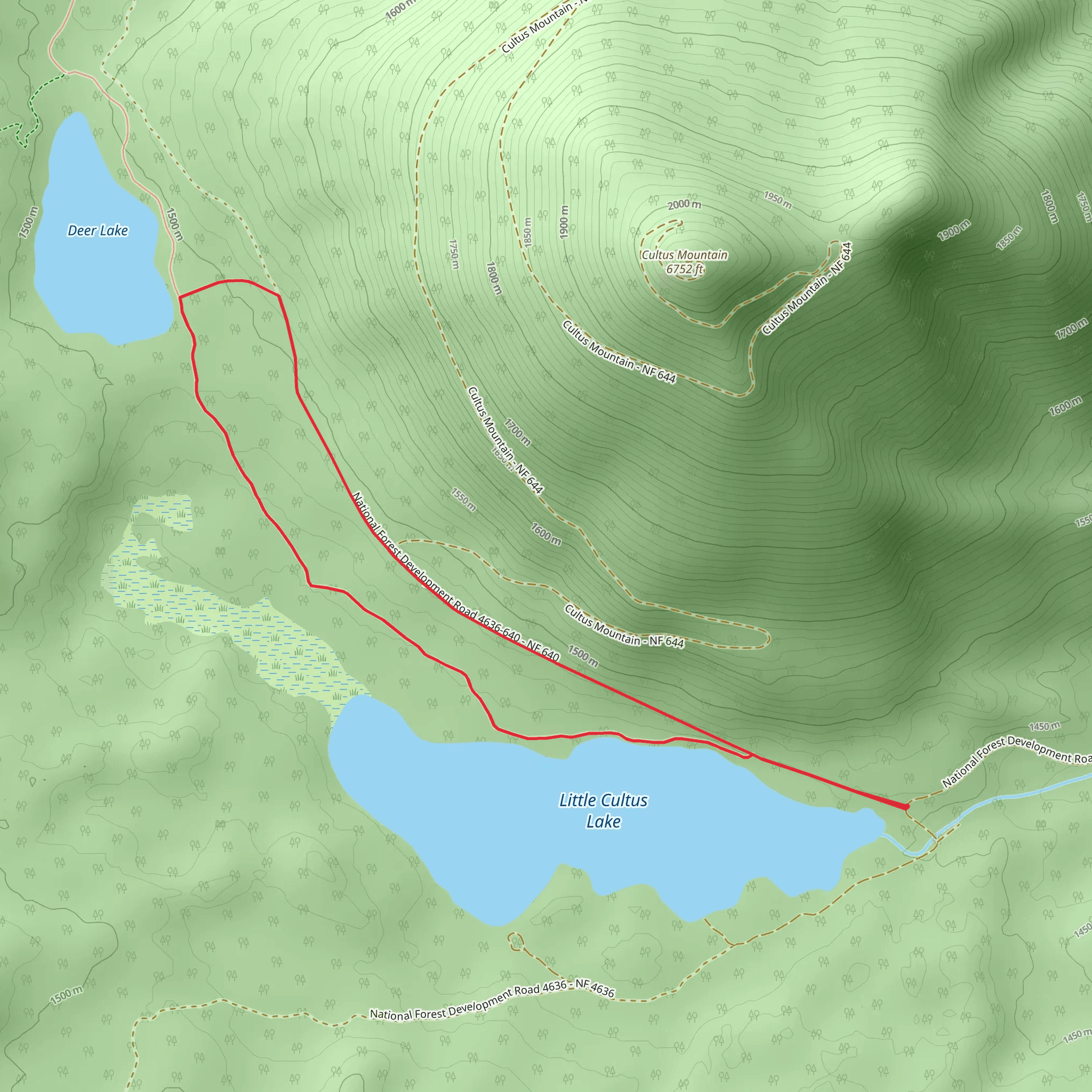 Little Cultus Lake - Deer Lake Loop mobile static map