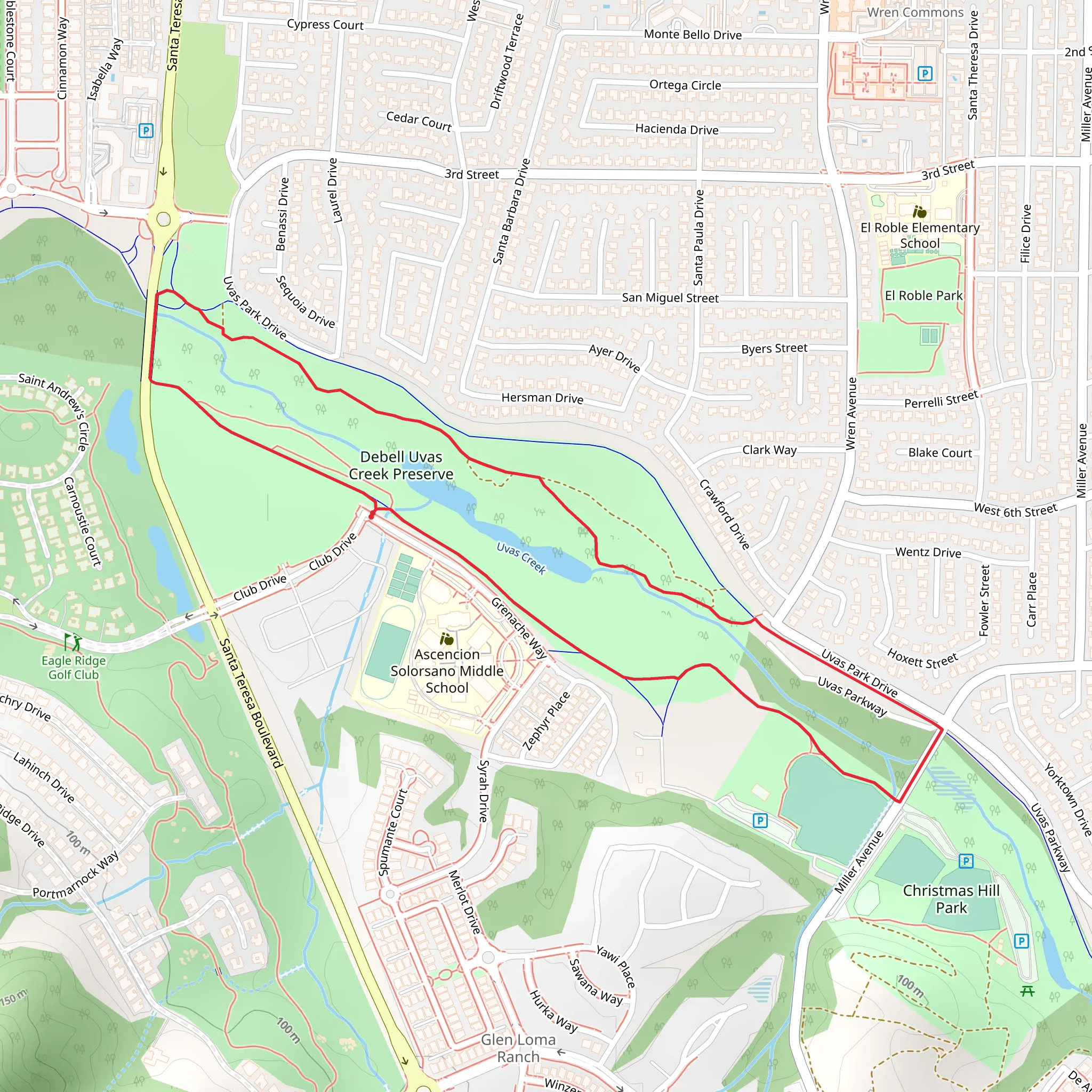 Debell Uvas Creek Preserve Loop mobile static map