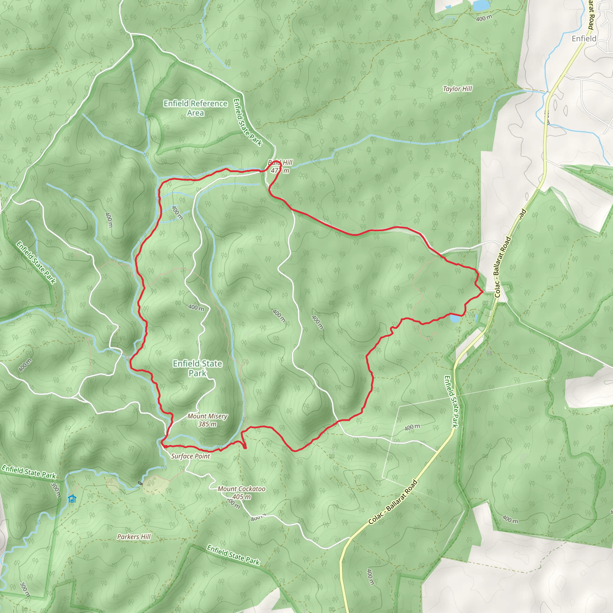 Enfield Bald Hills Loop Trail mobile static map