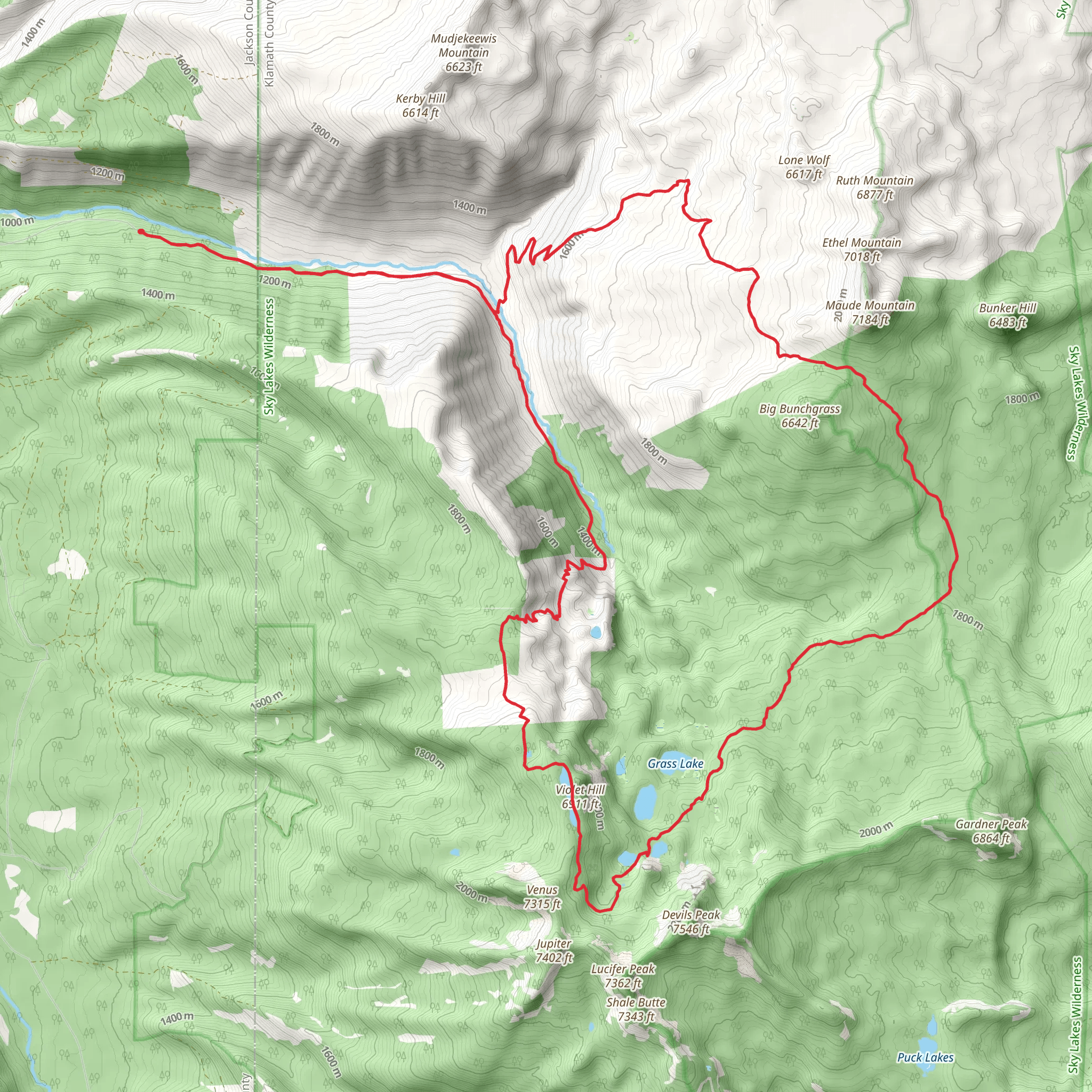 Middle Fork, Lake Alta and Mckie Camp Loop Trail mobile static map