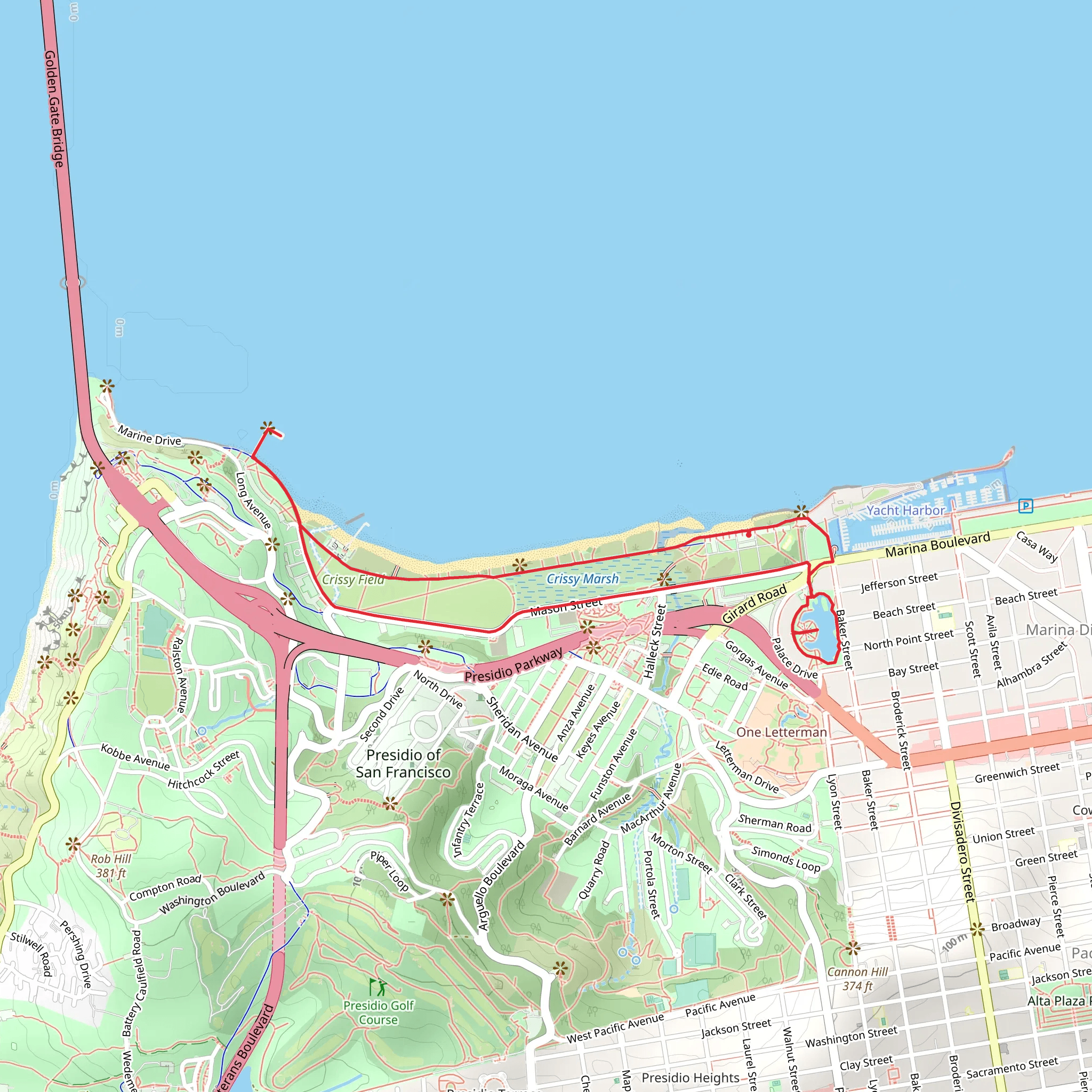 Golden Gate Promenade Loop mobile static map